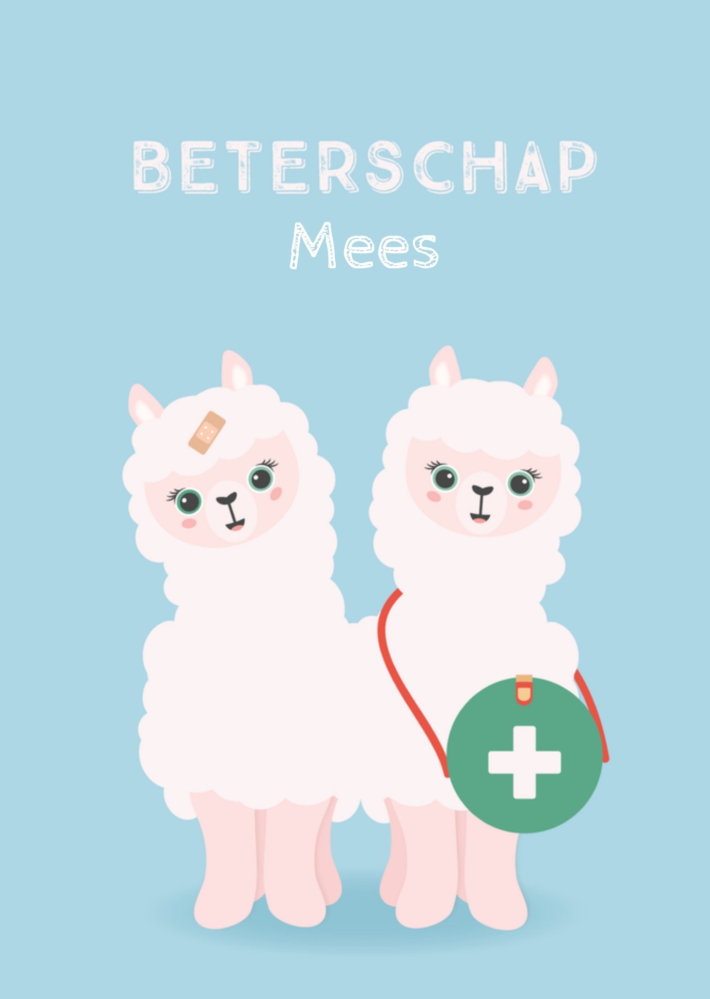 Beterschapskaart lama met naam Kaart Greetz