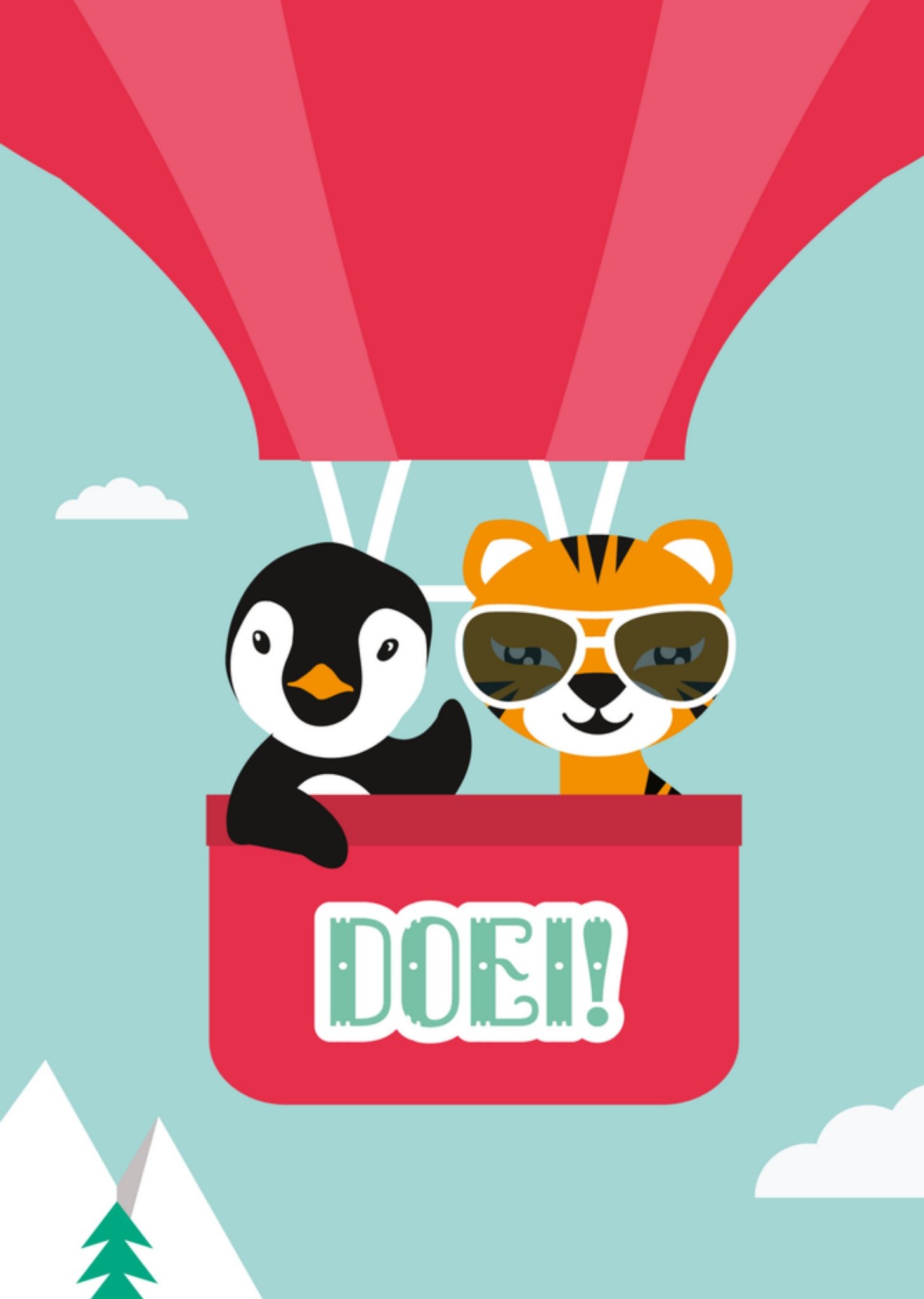 Vakantiekaart luchtballon Kaart Paperclip