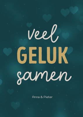 Veel Geluk Samen Hartjes Typografisch Huwelijk Kaart
