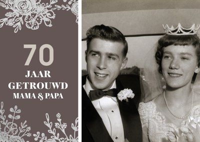 Bloemenrand Foto Upload Mama En Papa 70e Huwelijksjubileum Kaart