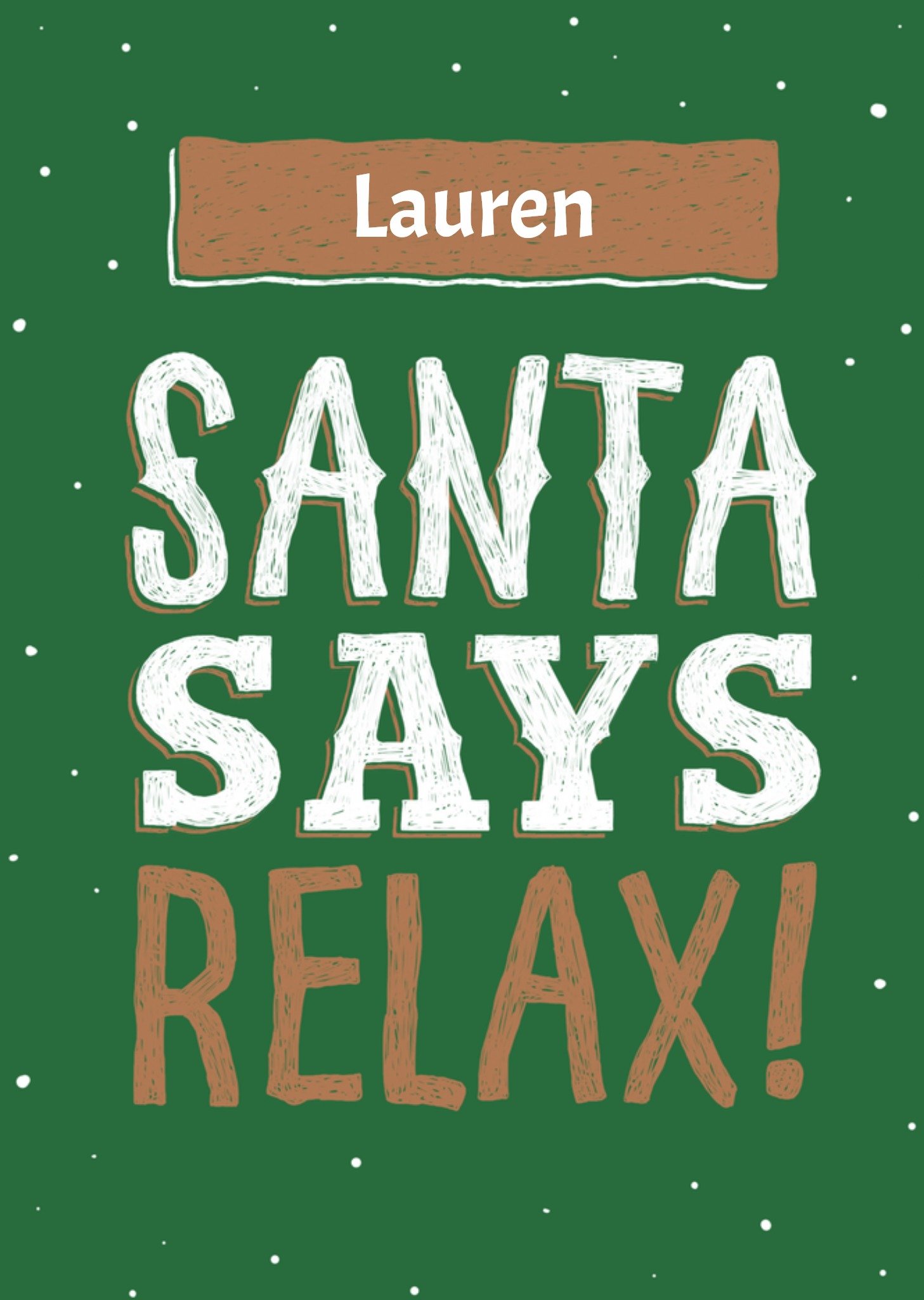 Kerstkaart Groen met eigen naam UK Greetings