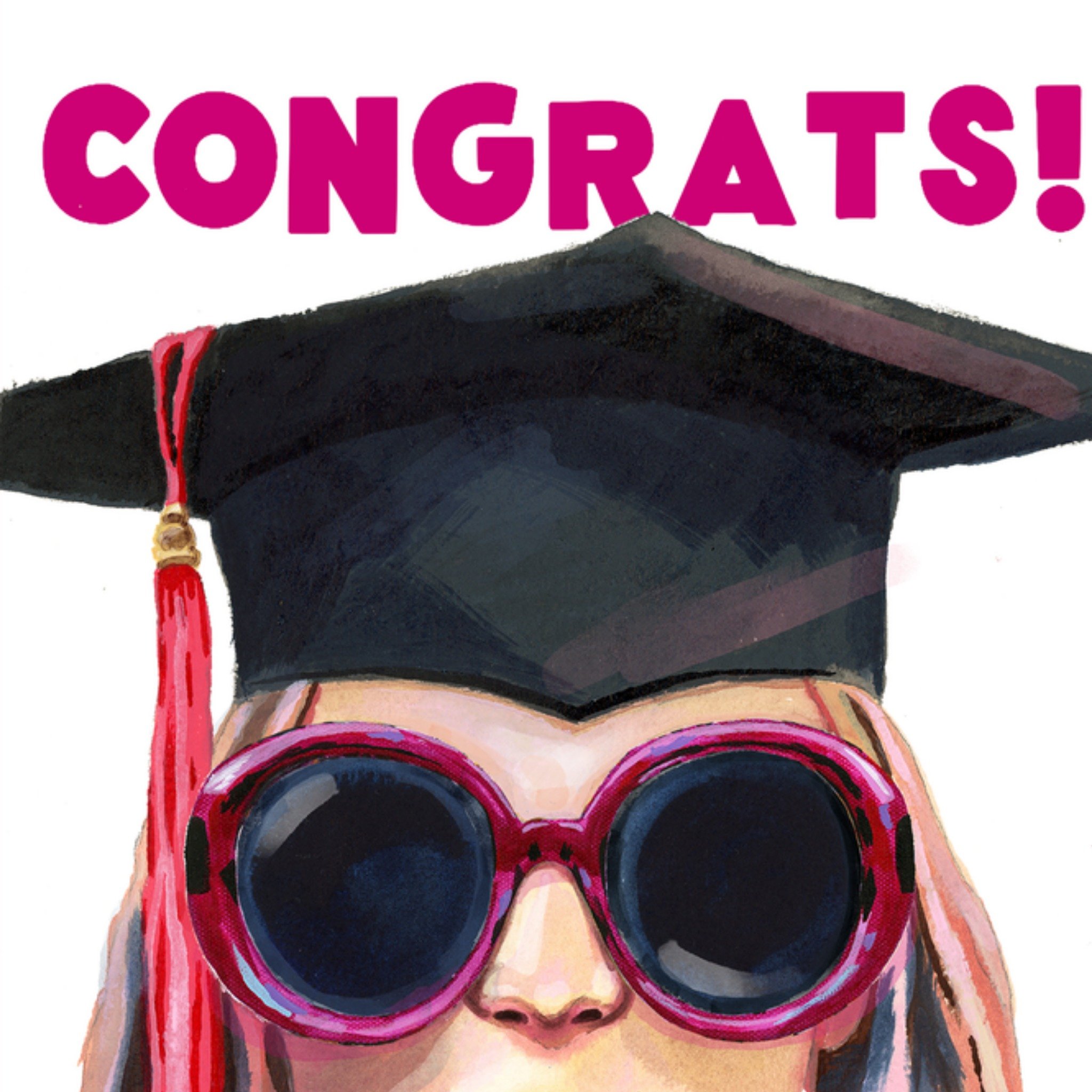 Geslaagd kaart Congrats! Vierkante Kaart Drunk Girl Designs