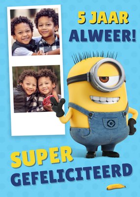 Minions | Verjaardagskaart | Met fotos en leeftijd