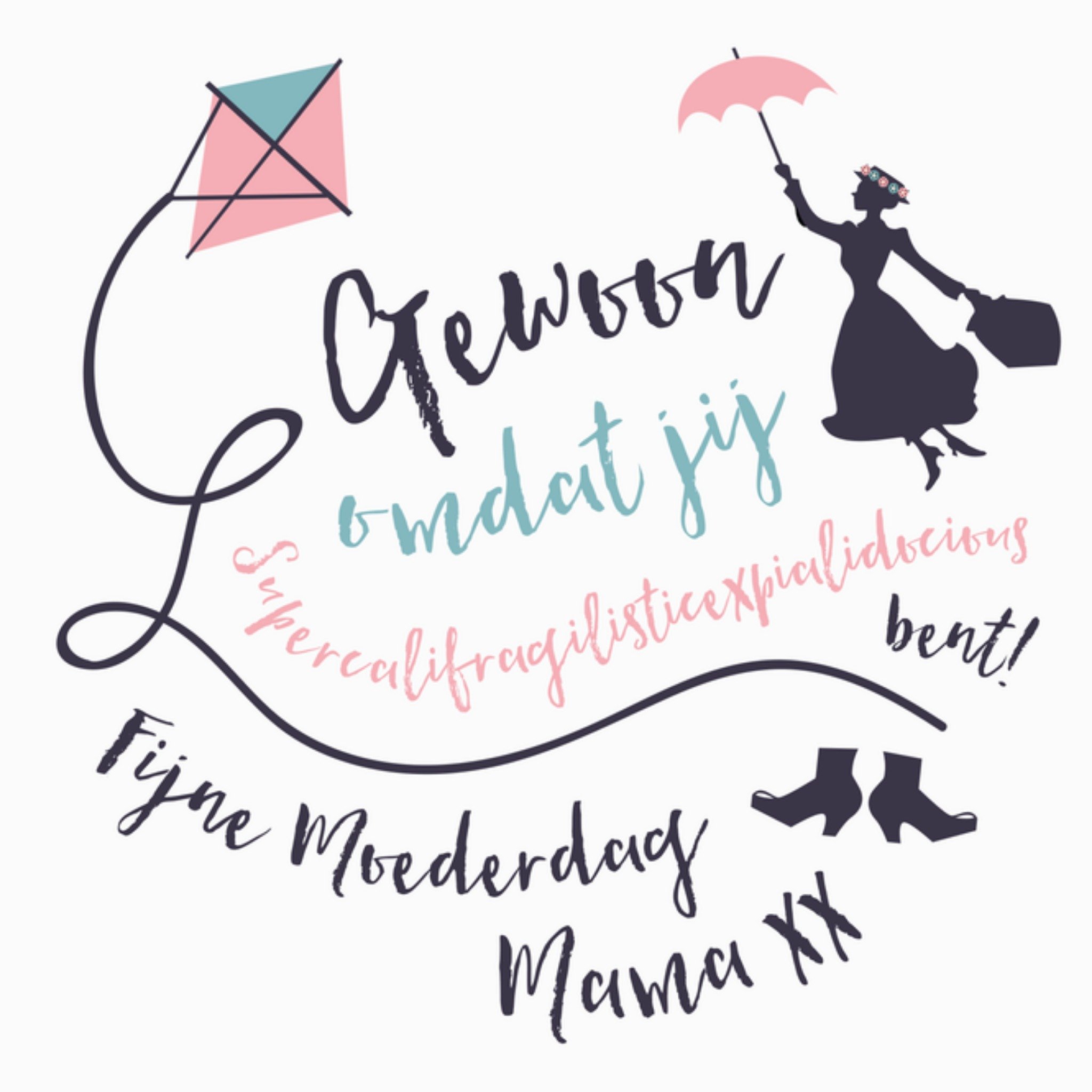 Moederdagkaart Mary Poppins Fijne Moederdag Mama Vierkante Kaart Disney