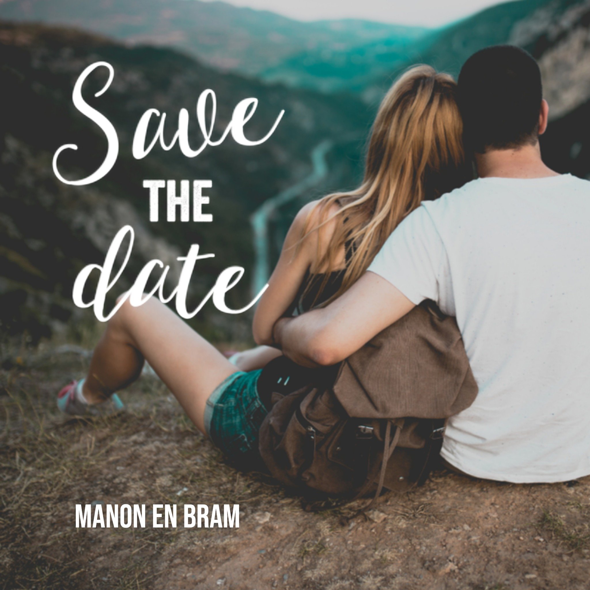 Greetz Save the date fotokaart met naam Vierkant