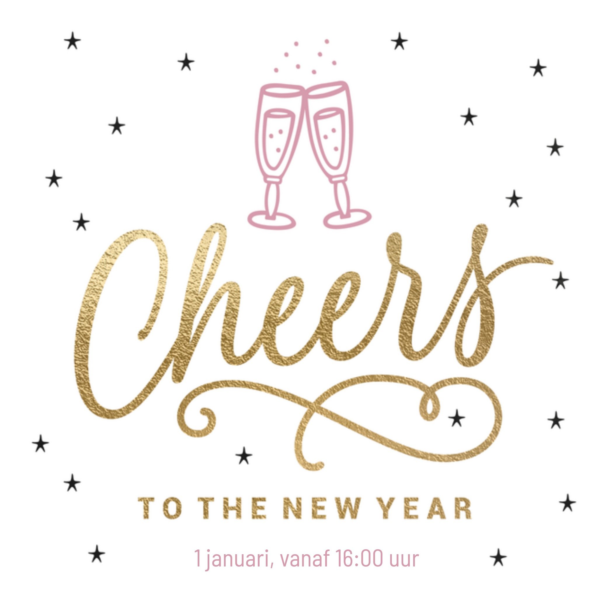 Luckz Uitnodiging nieuwjaarsfeest Cheers Vierkant
