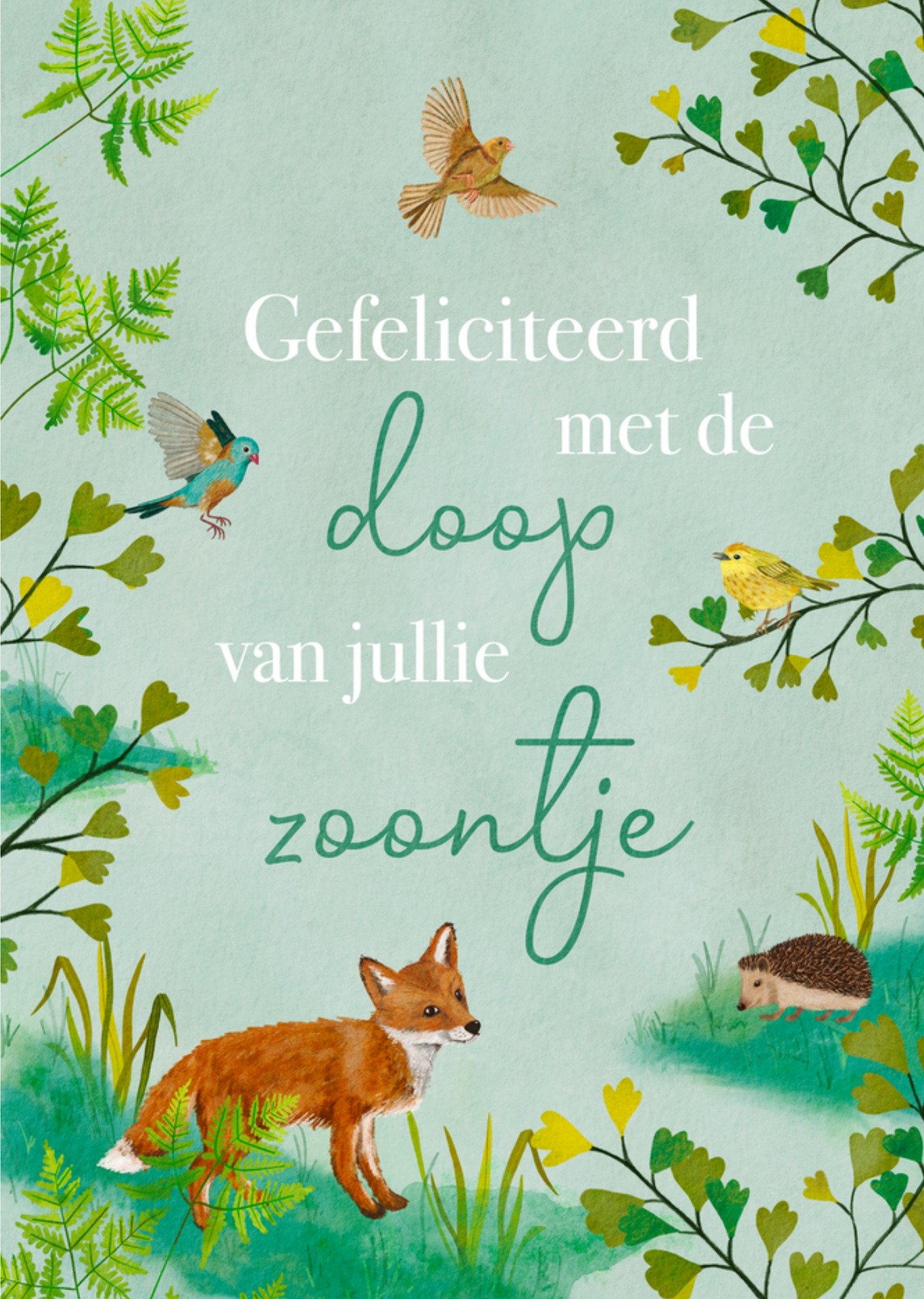 Doop kaart dieren bos Kaart Petit Konijn