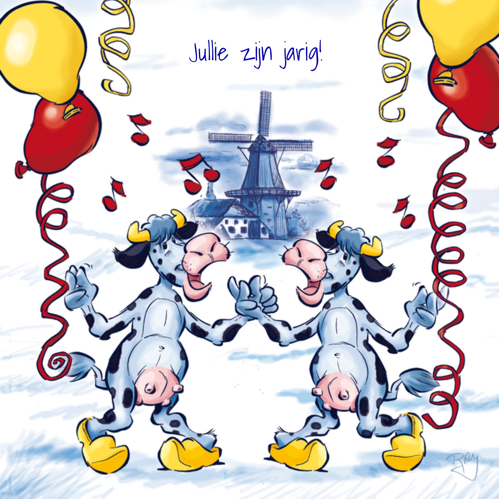 Verjaardagskaart Tweeling Vierkante Kaart Old Dutch