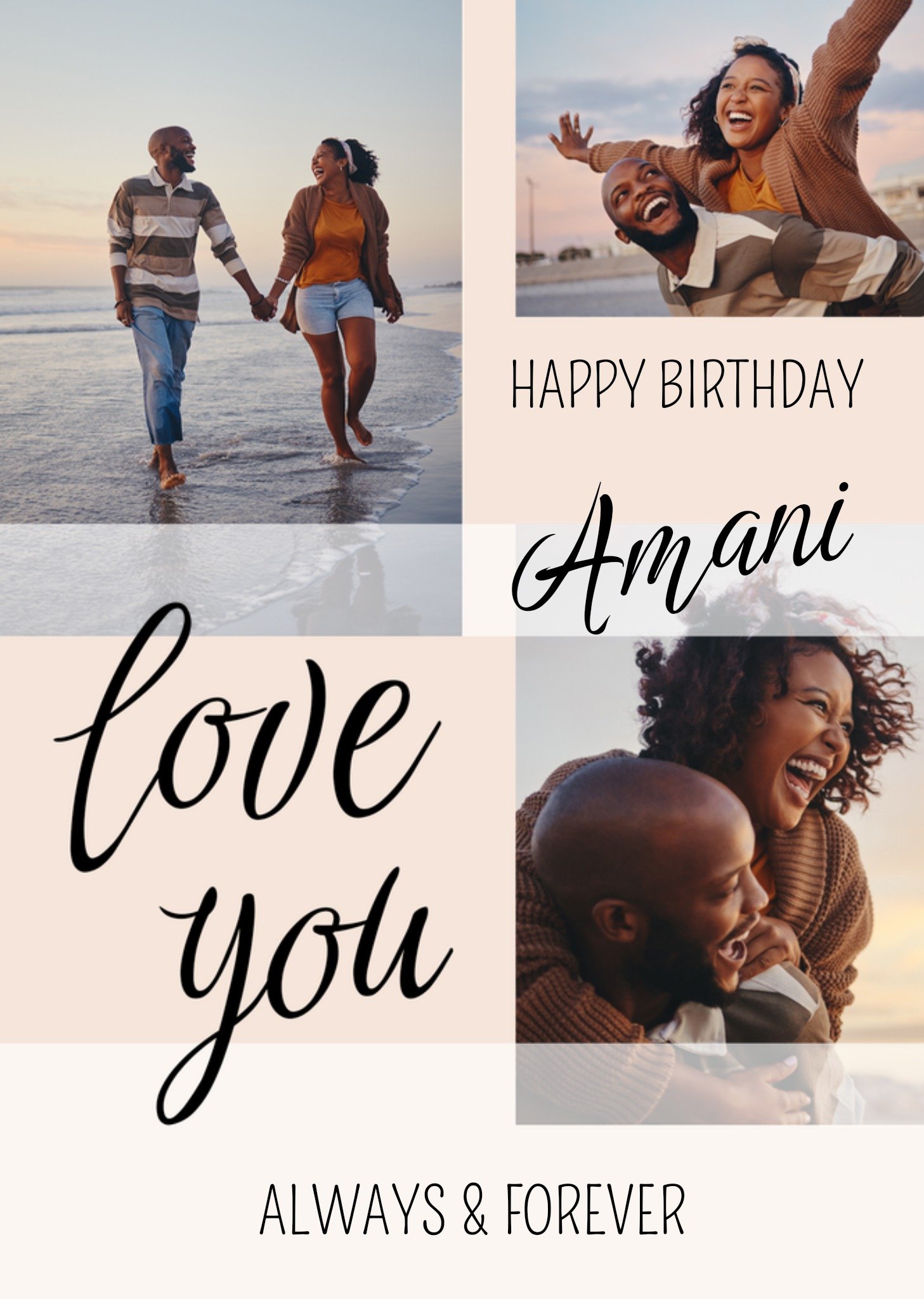 Verjaardagskaart Happy Birthday Love You Aanpasbare fotos enn tekst Kaart Greetz