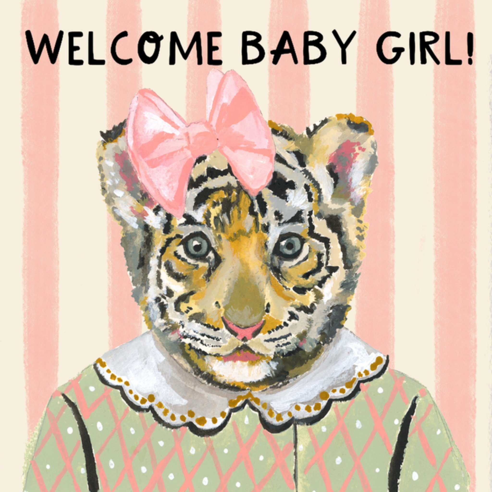 Geboortekaart Tijger Baby Girl Vierkante Kaart Drunk Girl Designs
