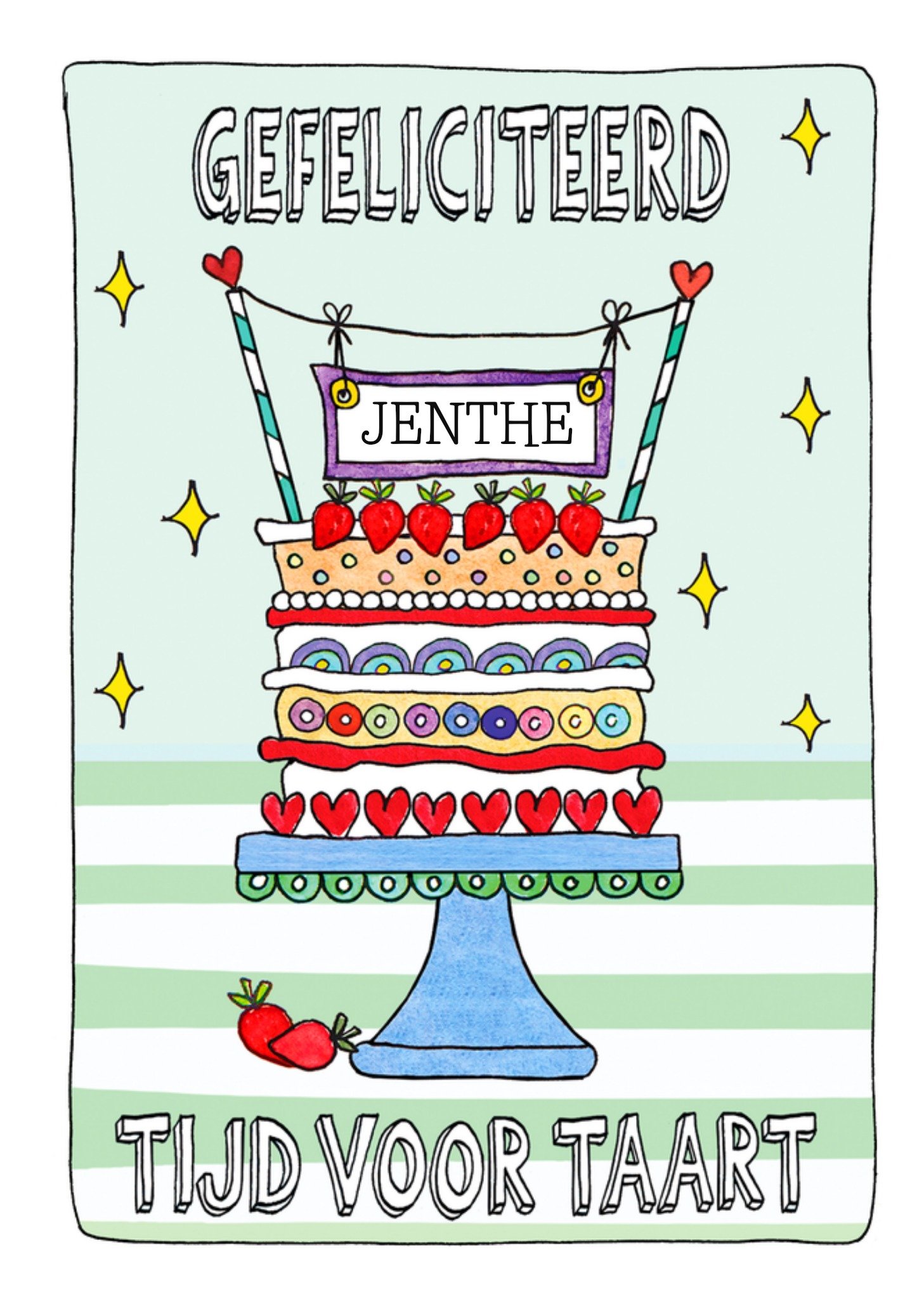 Verjaardagskaart Gefeliciteerd Tijd Voor Taart Aanpasbare Tekst Kaart Sandysign