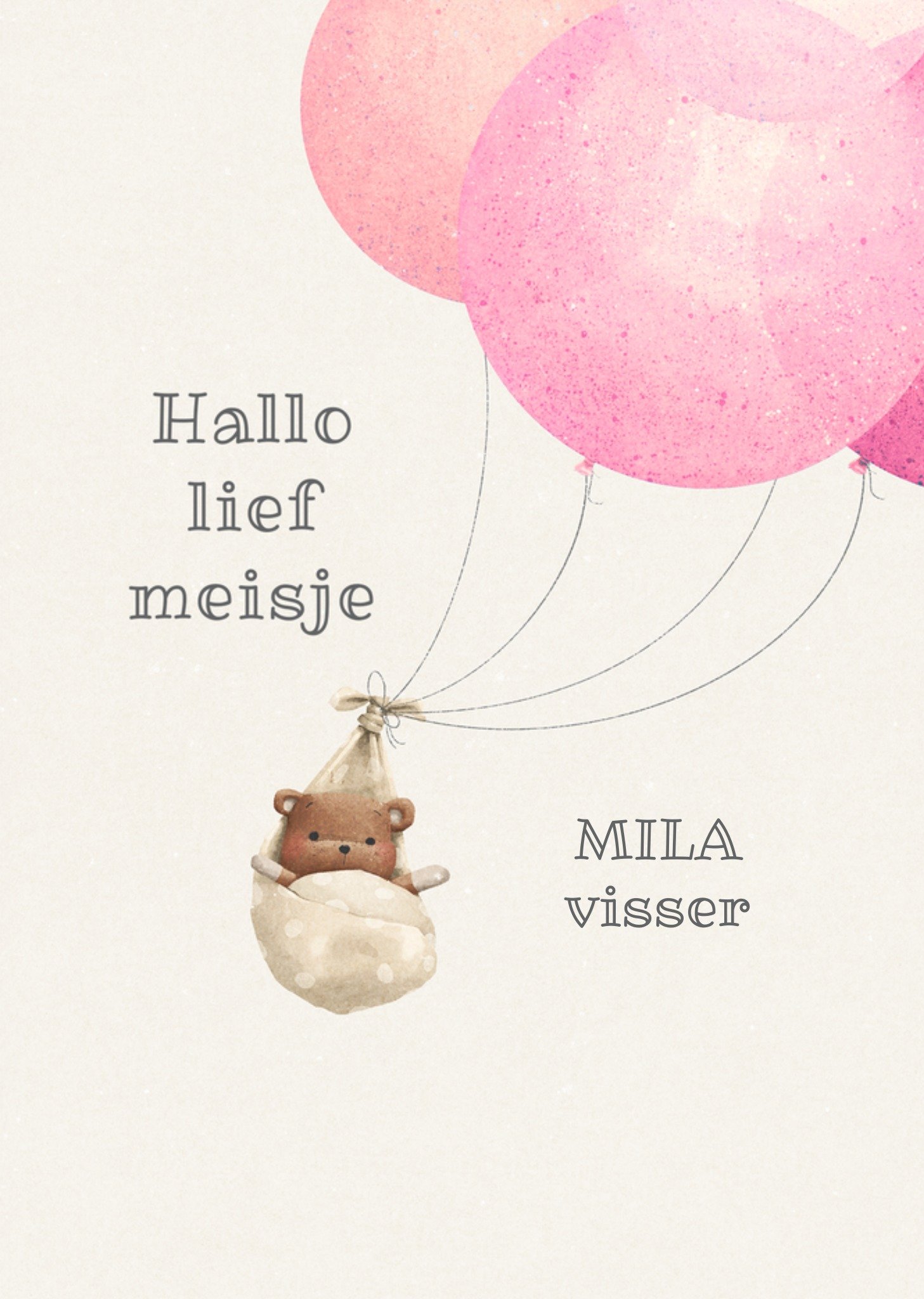 Geboortekaart Hallo Lieve Meisje Kaart Uddle