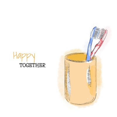 Happy Together Geïllustreerde Tandenborstels Liefde Kaart