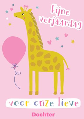 Geïllustreerde Giraf Dochter Verjaardag Kaart
