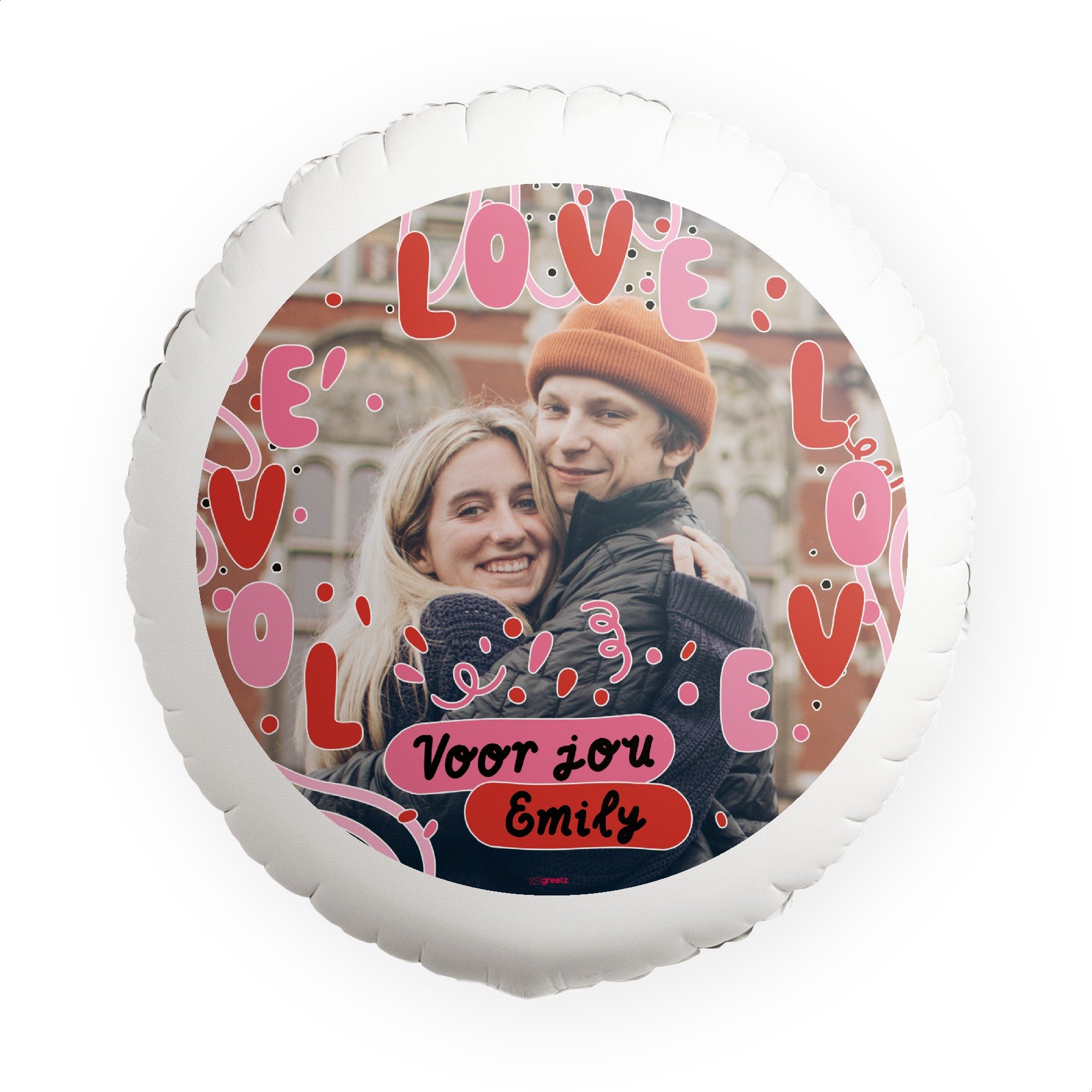 Ballon Love Love Love Met eigen foto en naam Greetz