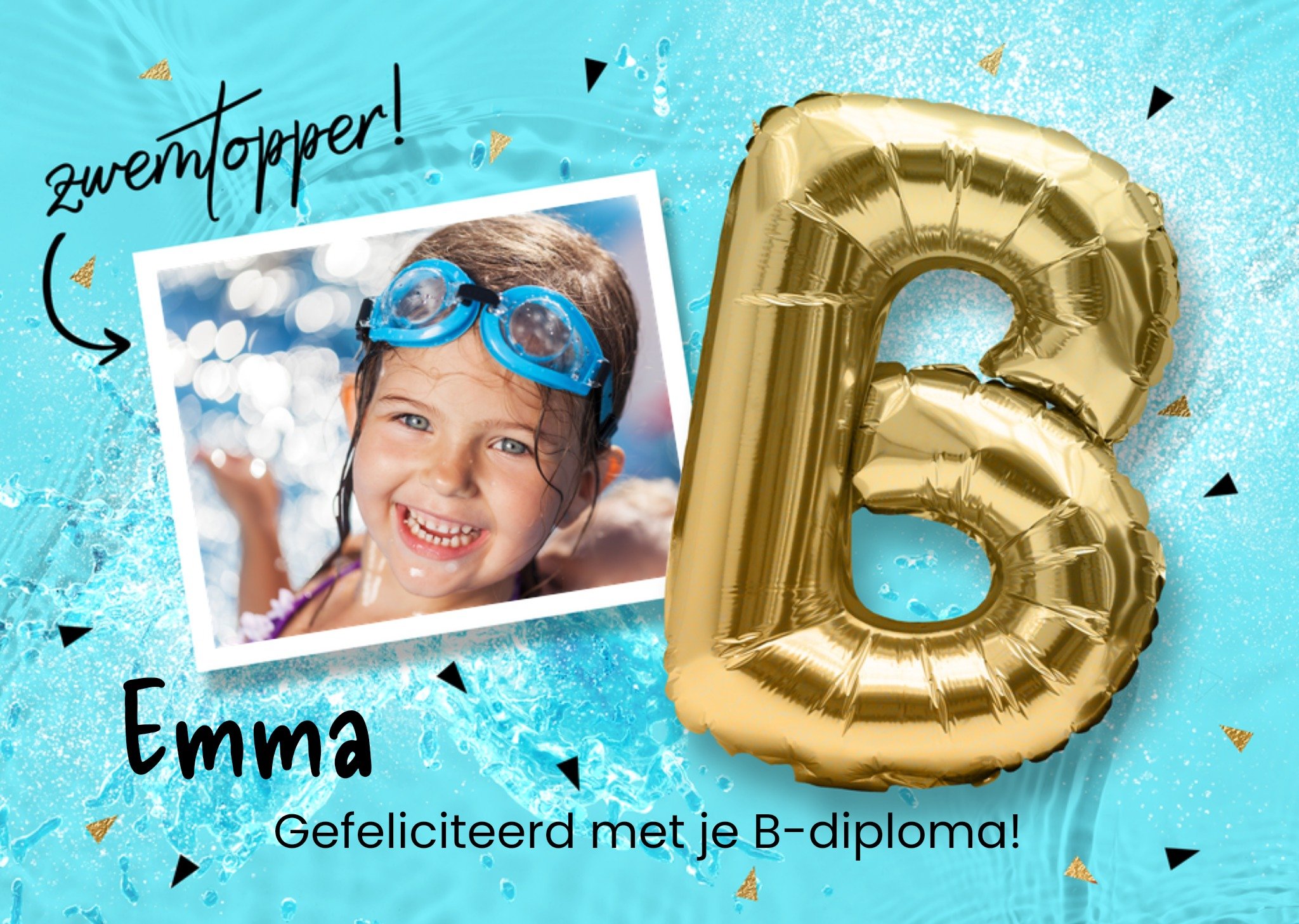 Zwemdiploma kaart B Meisje Kaart Luckz