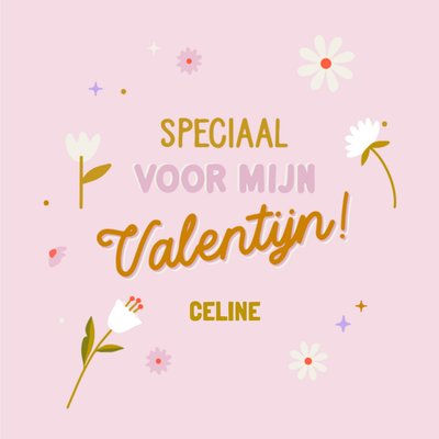 Speciaal Voor Mijn Valentijn Geïllustreerde Bloemen Kaart