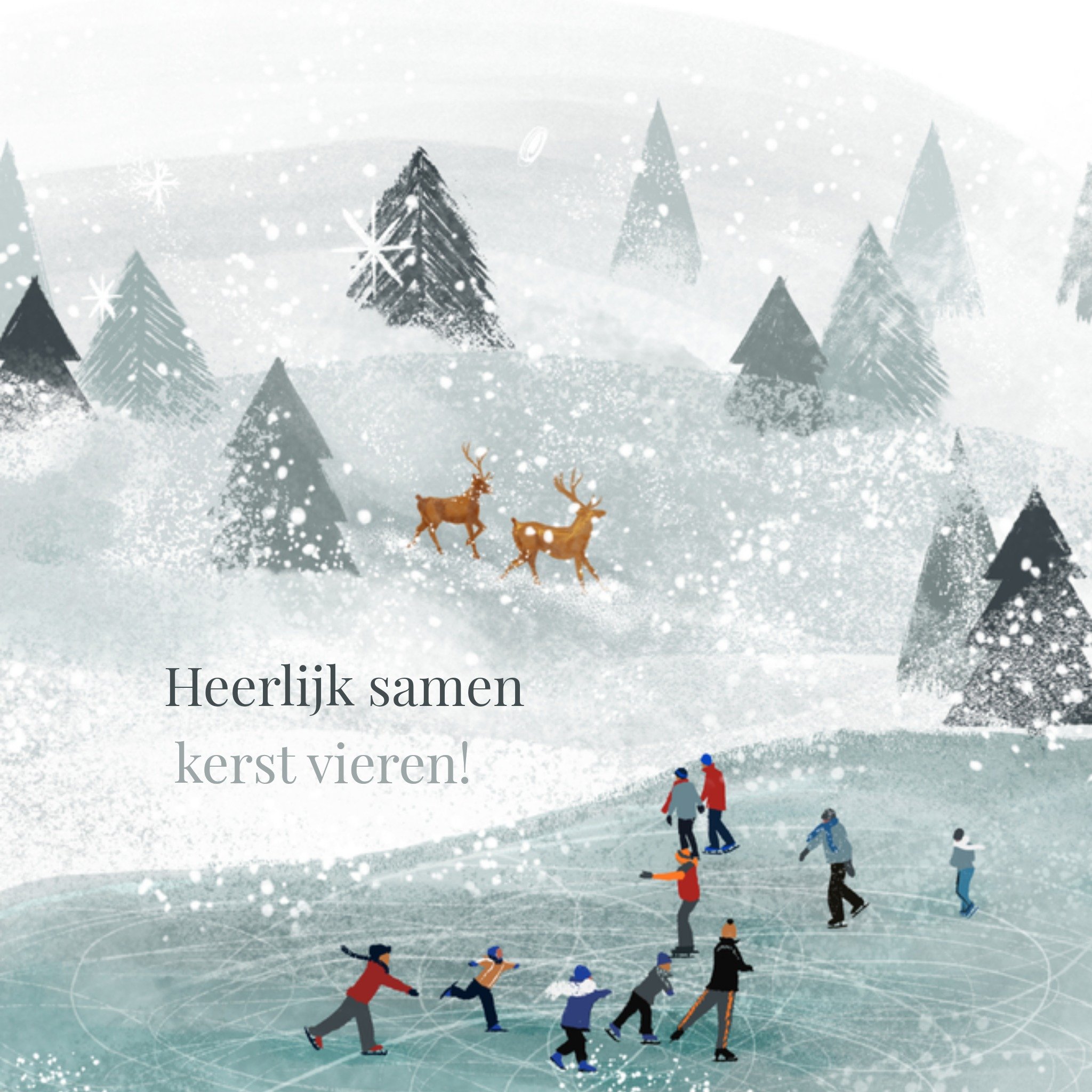 Greetz Kerstkaart schaatsen Vierkant