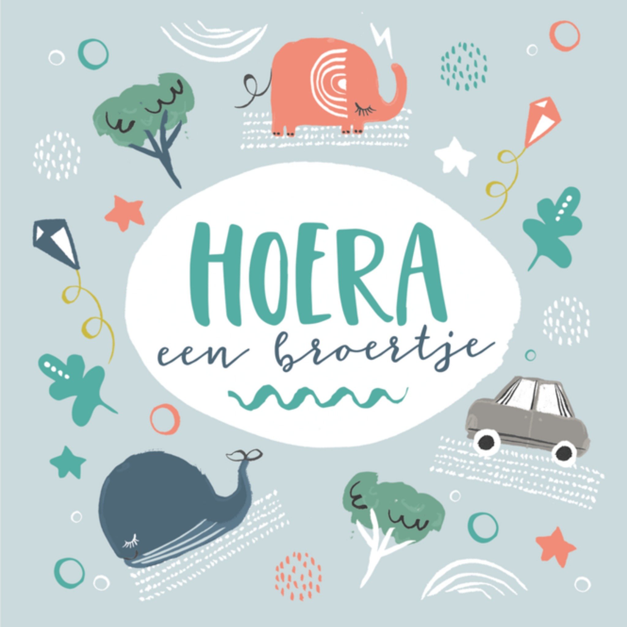 Geboortekaart Broertje Vierkante Kaart Paperclip