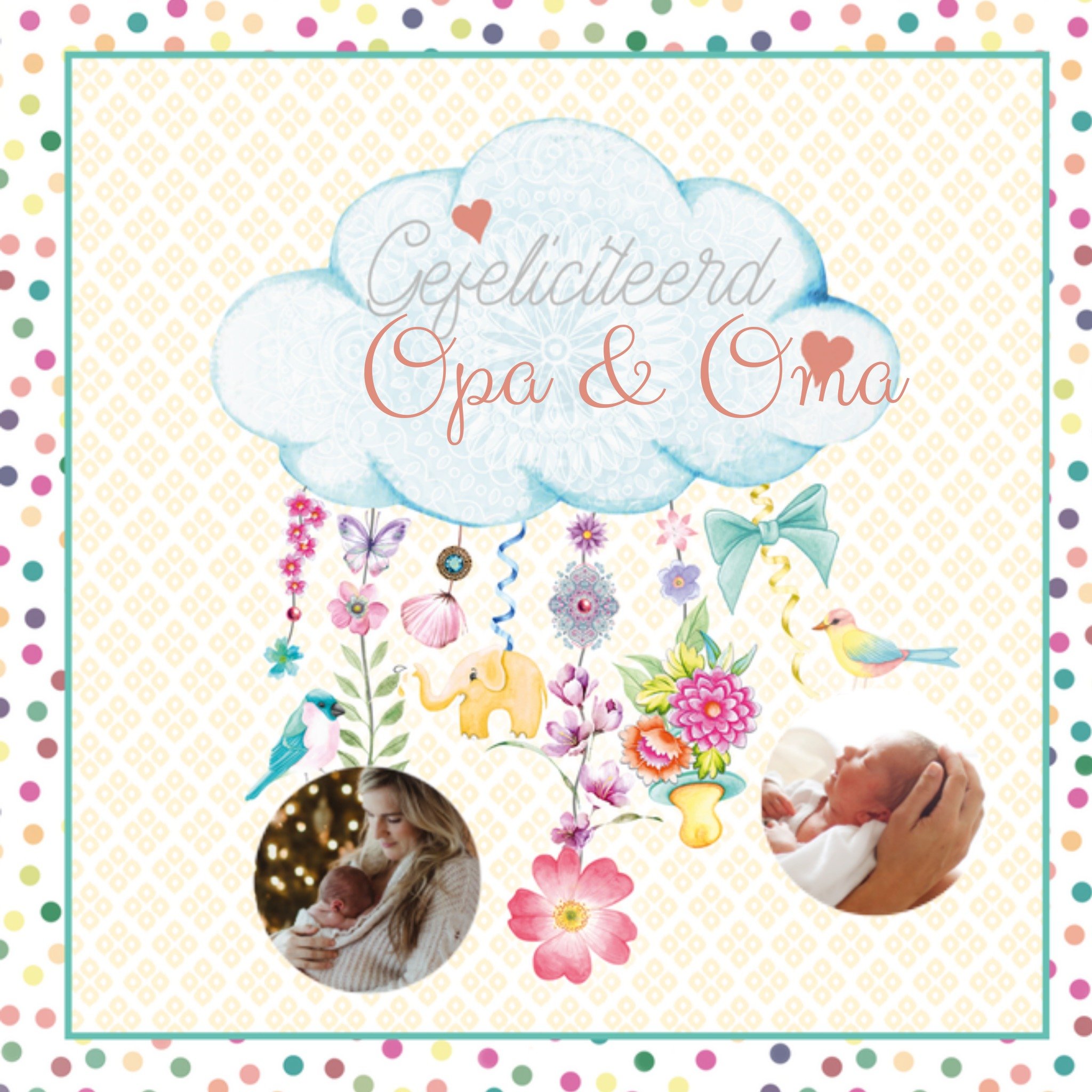 Geboortekaart Opa en Oma Vierkante Kaart Endless Mae
