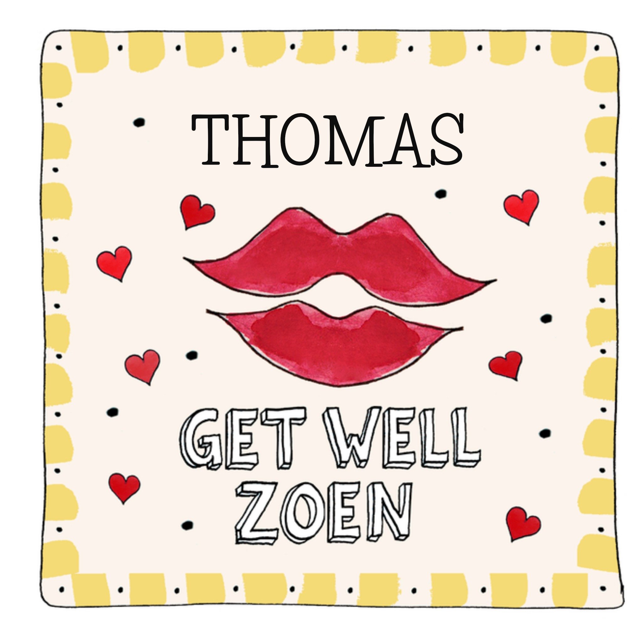 Beterschapskaart Get well zoon Vierkante Kaart Sandysign