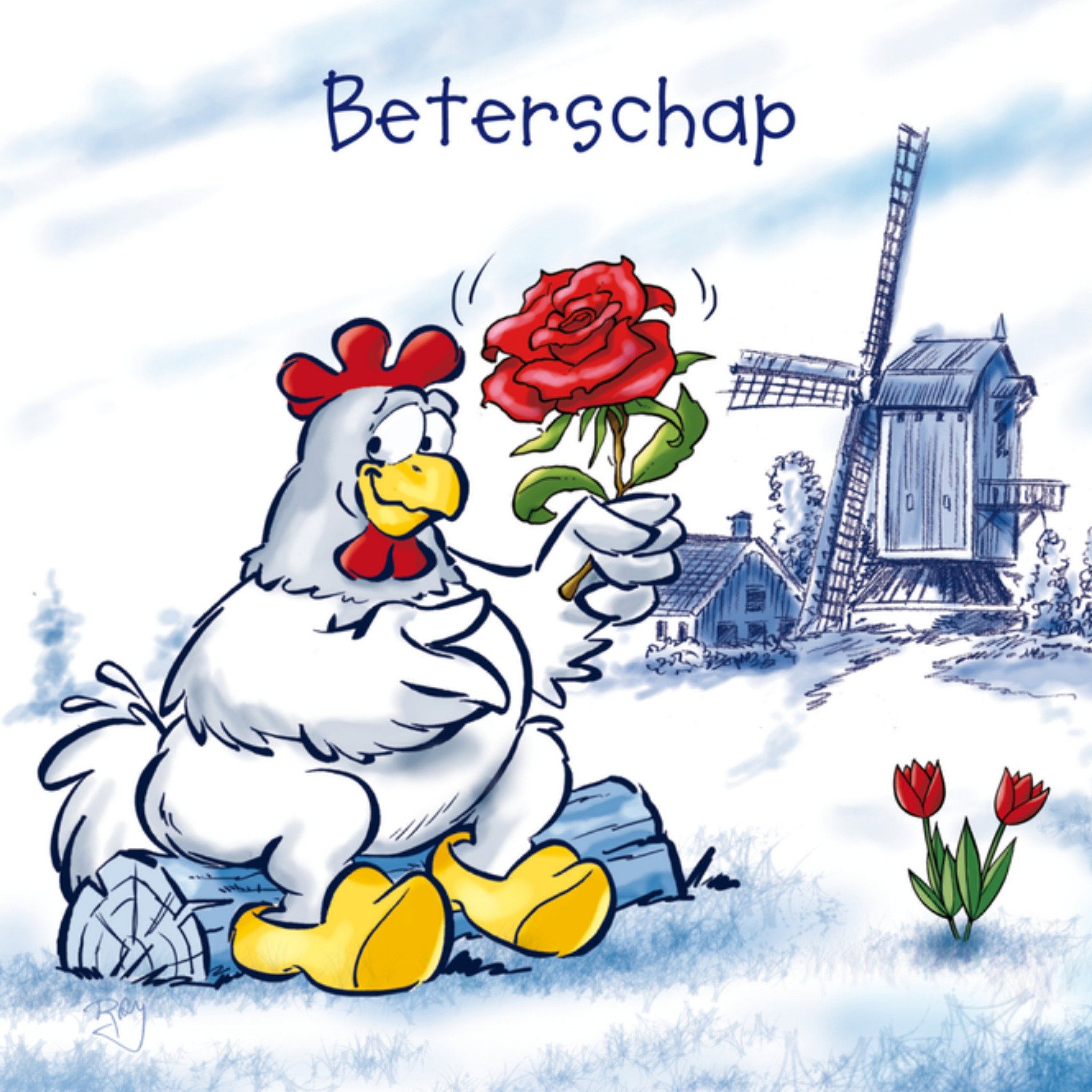 Beterschapskaart roos Vierkante Kaart Old Dutch