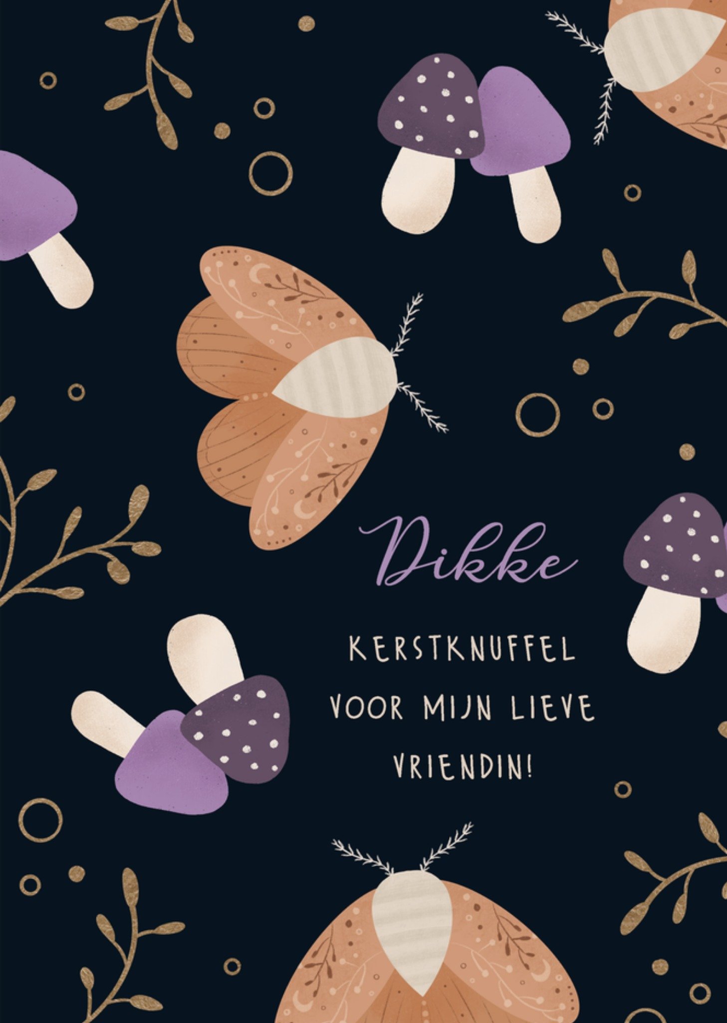 Kerstkaart Paddenstoelen Vriendin Greetz