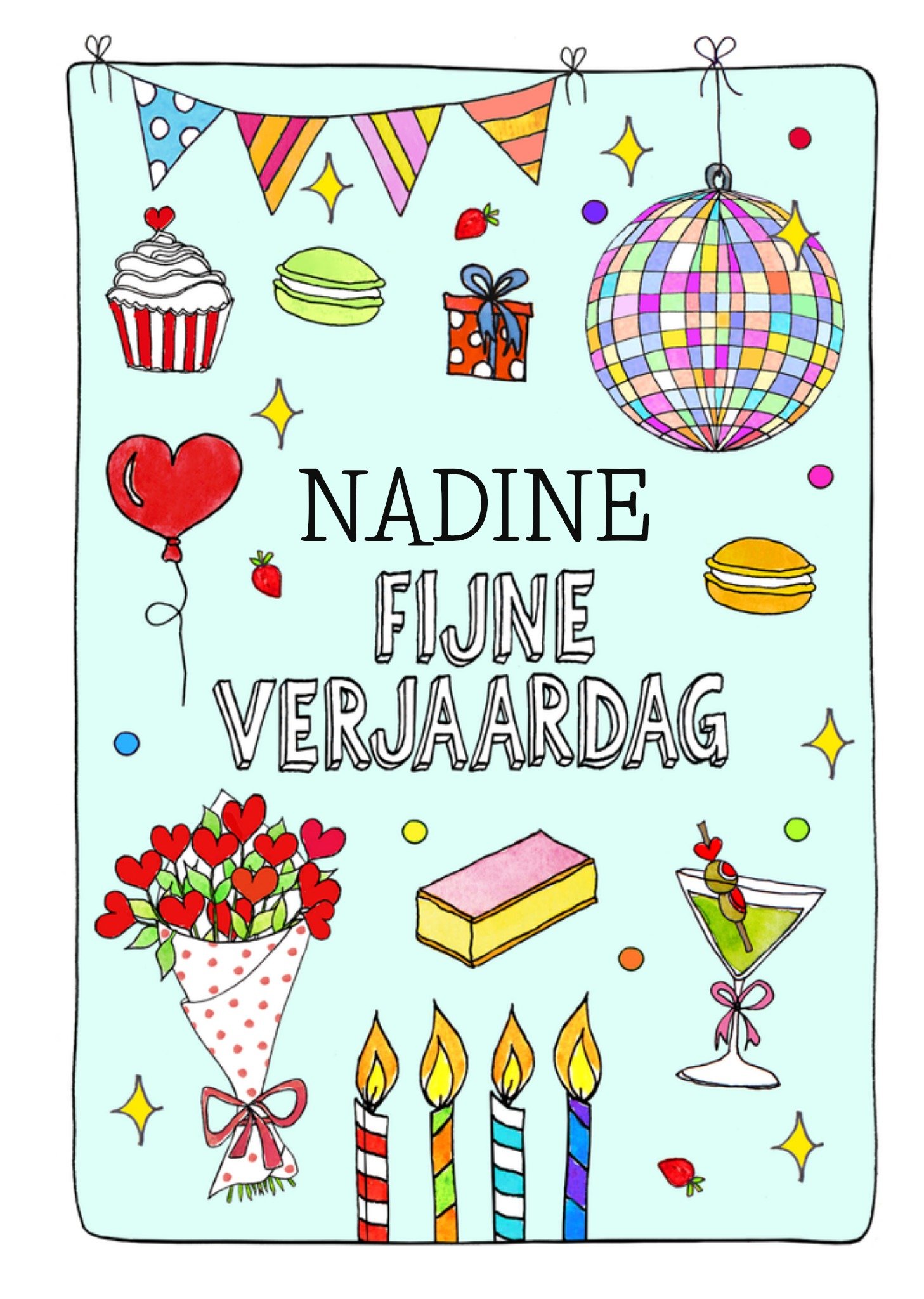 Verjaardagskaart Fijne Verjaardag Aanpasbare Tekst Kaart Sandysign