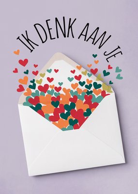 Greetz | Denken aan Ansichtkaart | Ik denk aan je | Harten envelop