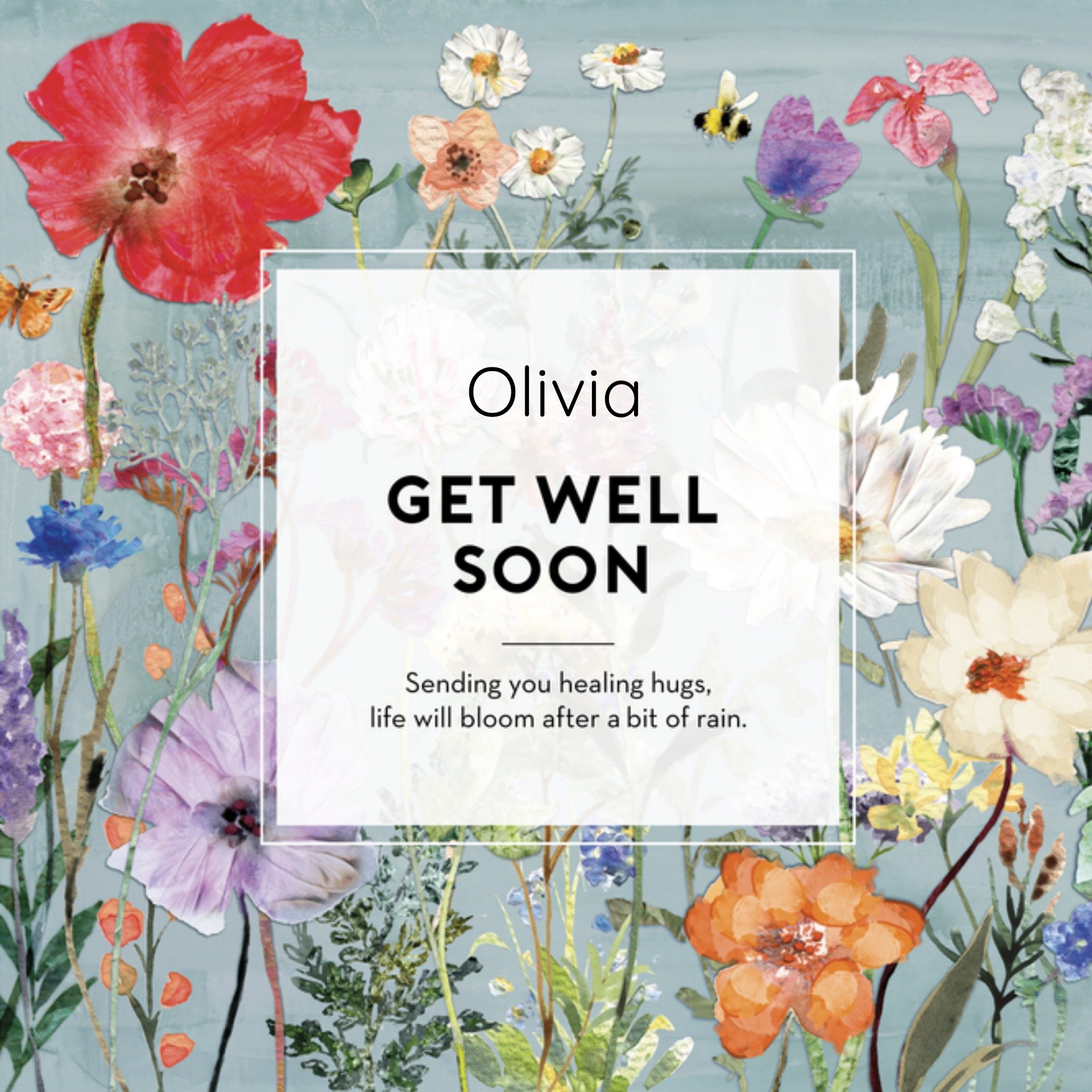 Beterschapskaart Bloemen Vierkante Kaart The Gift Label