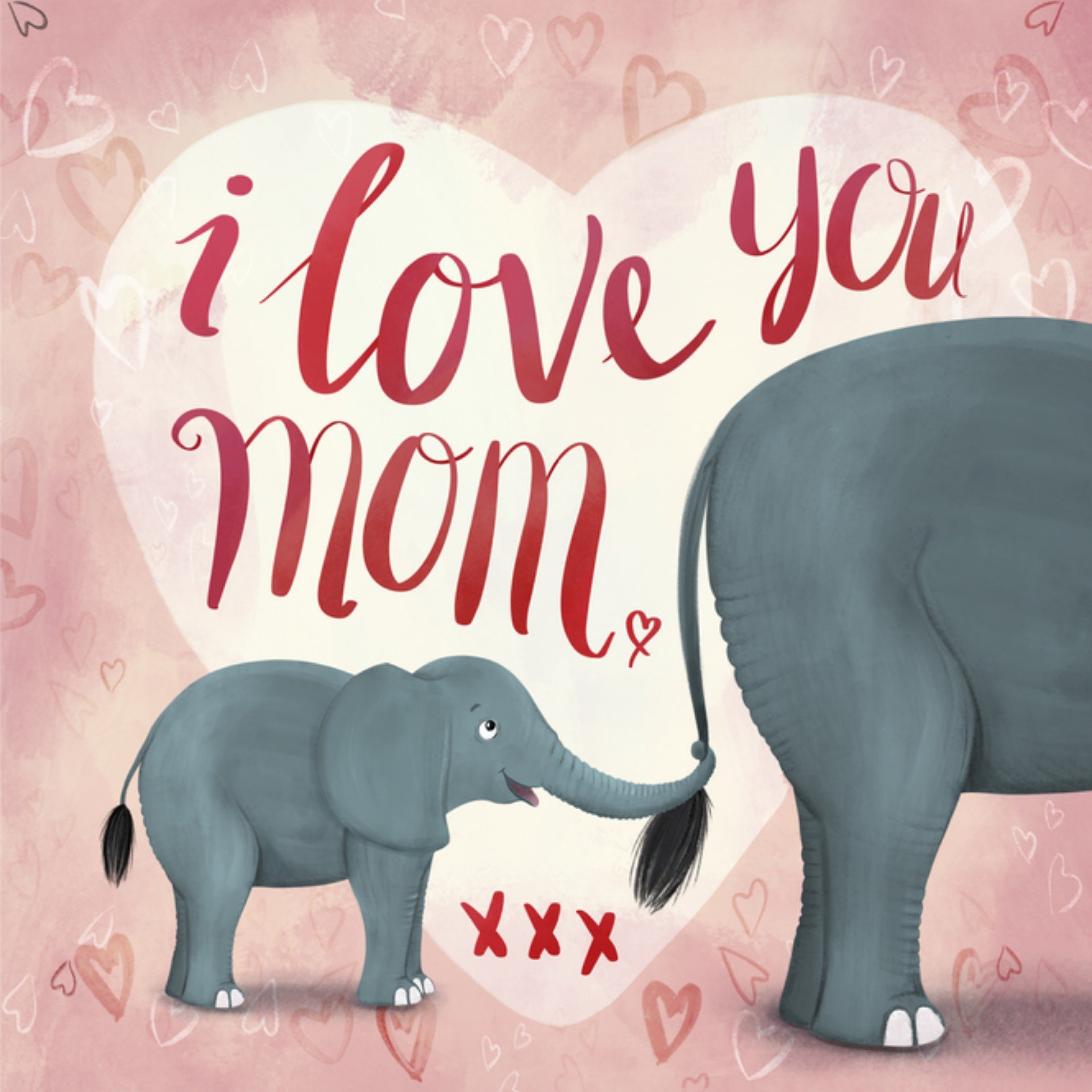 Moederdagkaart olifanten Vierkante Kaart Fishuals