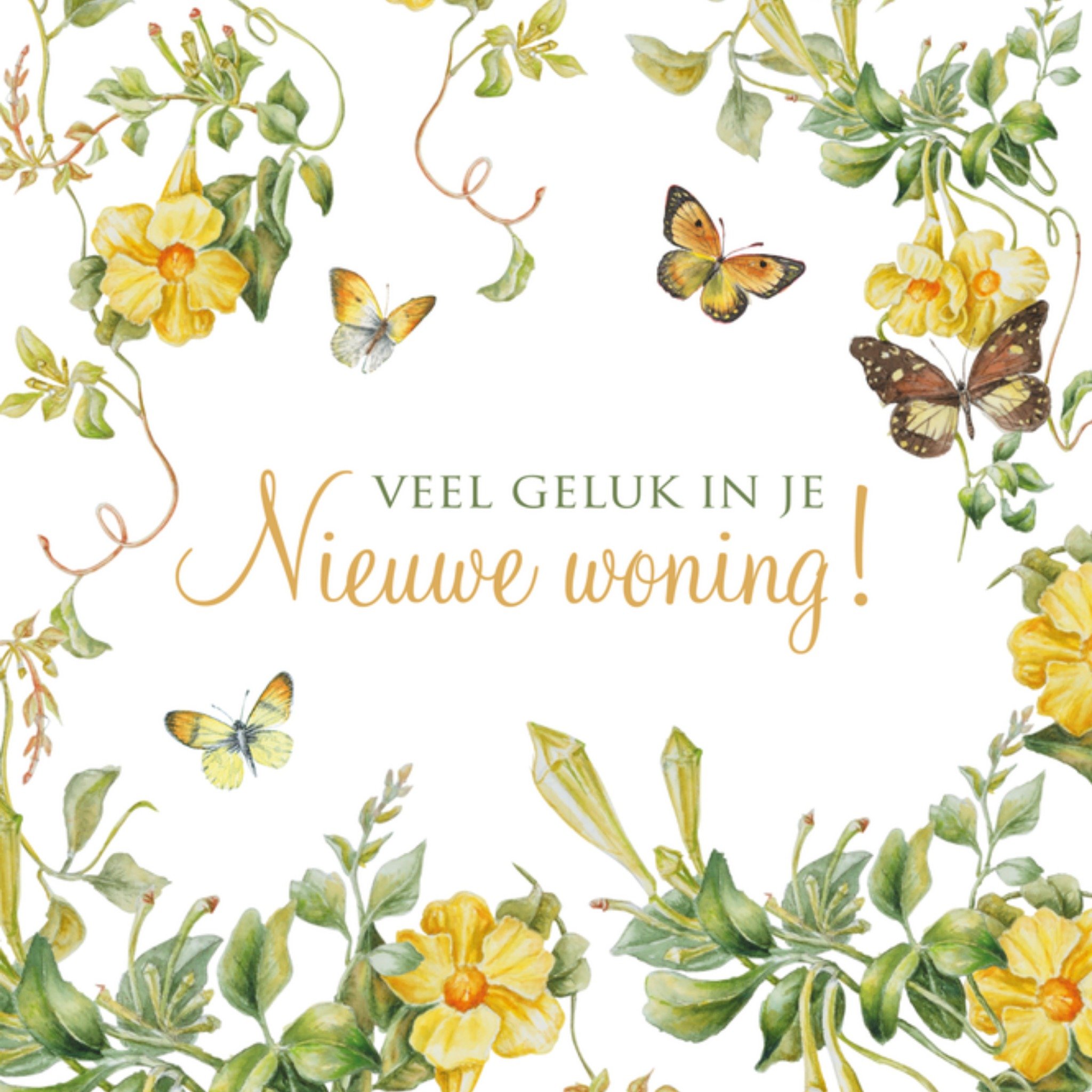 Nieuwe woning kaart bloemen Vierkante Kaart Janneke Brinkman