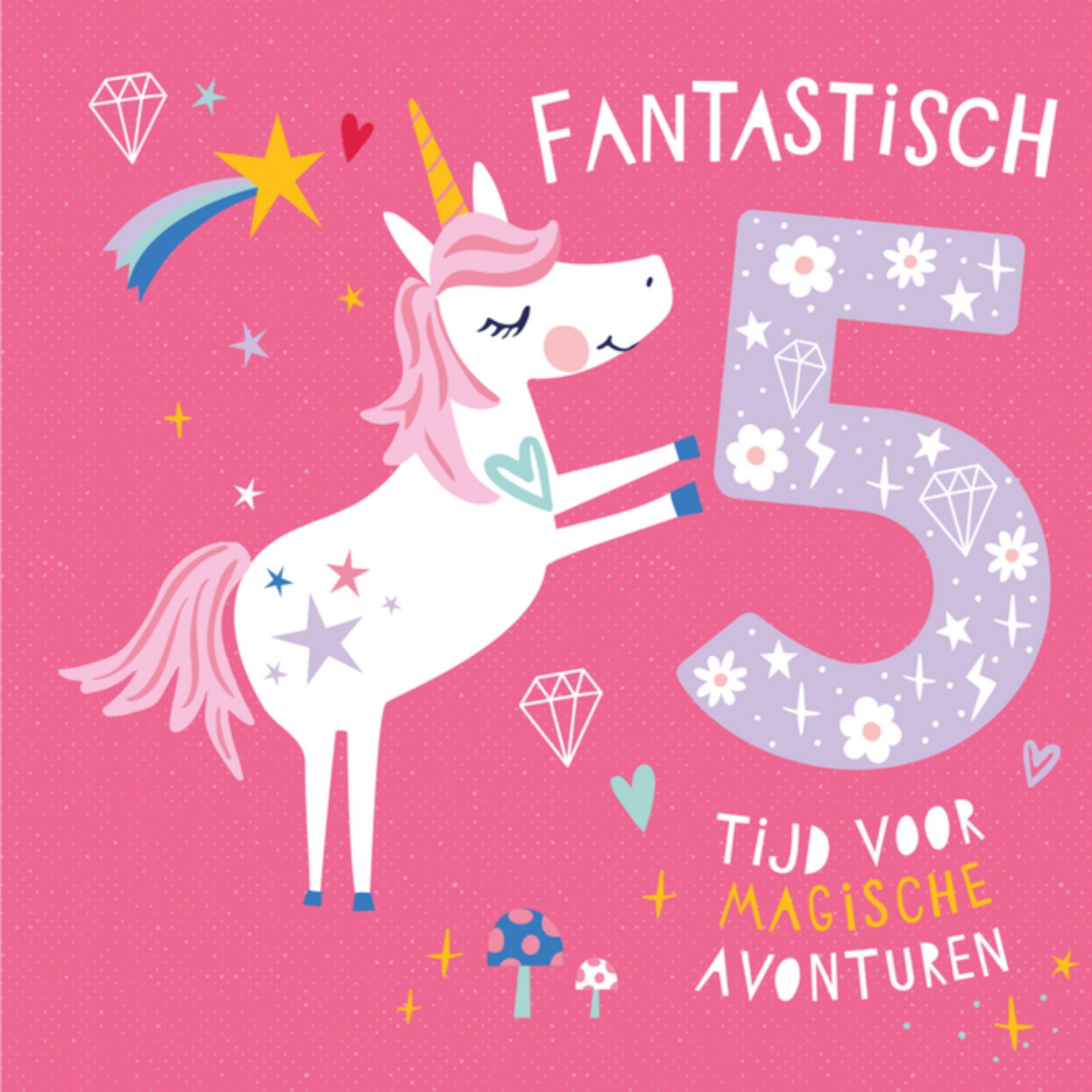 Verjaardagskaart unicorn Vierkante Kaart Dotty Black
