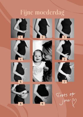 Greetz | Moederdagkaart | Fijne moederdag | Trots op jou | 9 maanden vooruitgang | Fotokaart