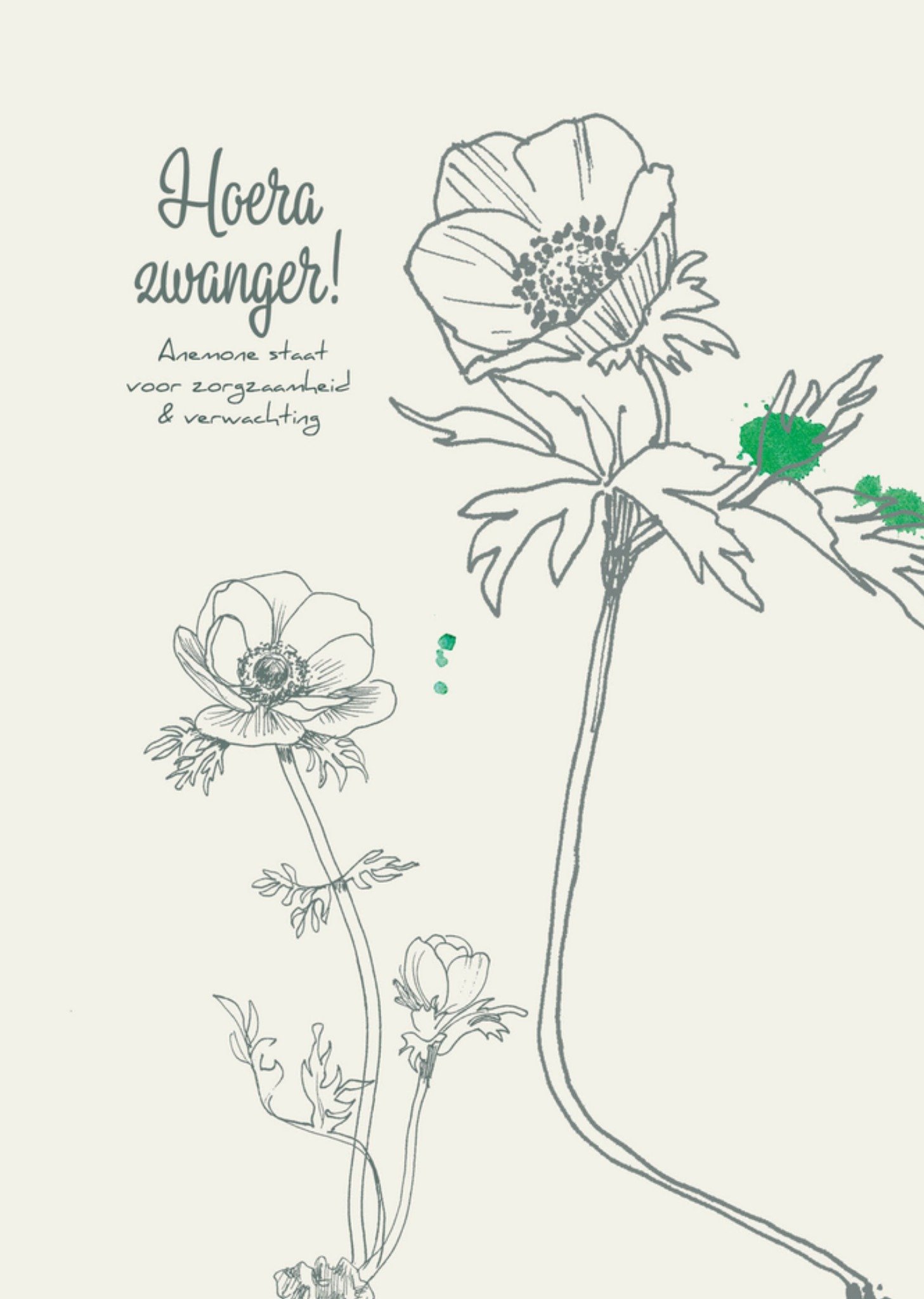 Zwangerschapskaart Anemone voor zorgzaamheid en verwachting Kaart Veer Moon