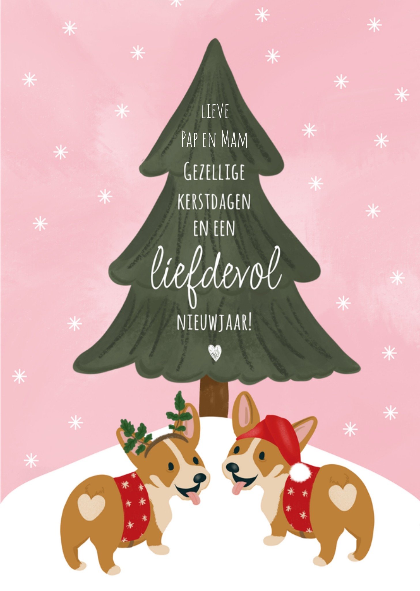 Kerstkaart Ouders Corgi Tsjip