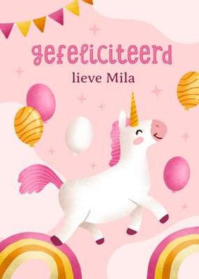 Geïllustreerd Eenhoorn Verjaardag Kaart