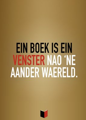 Greetz | Boekenweek 2025 kaart | Ein boek is ein venster nao ‘ne aander waereld | Limburgs