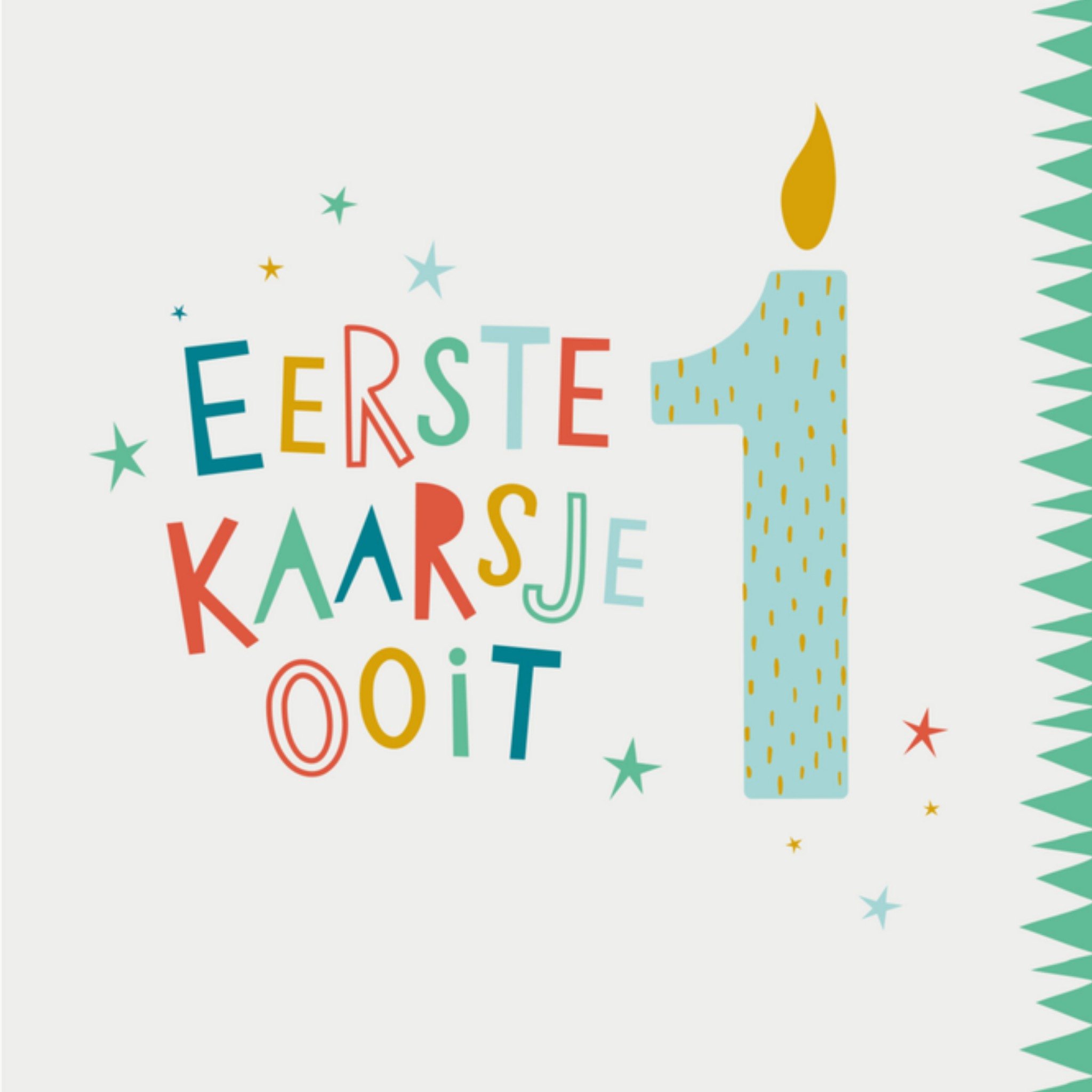 Dptty Black Verjaardagskaart eerste kaarsje Vierkante Kaart Dotty Black