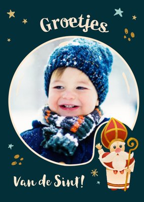 Groetjes Van De Sint Geïllustreerde Sinterklaas Foto Upload Kaart