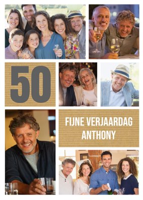 Houtlook Collage Foto Upload 50e Verjaardag Kaart