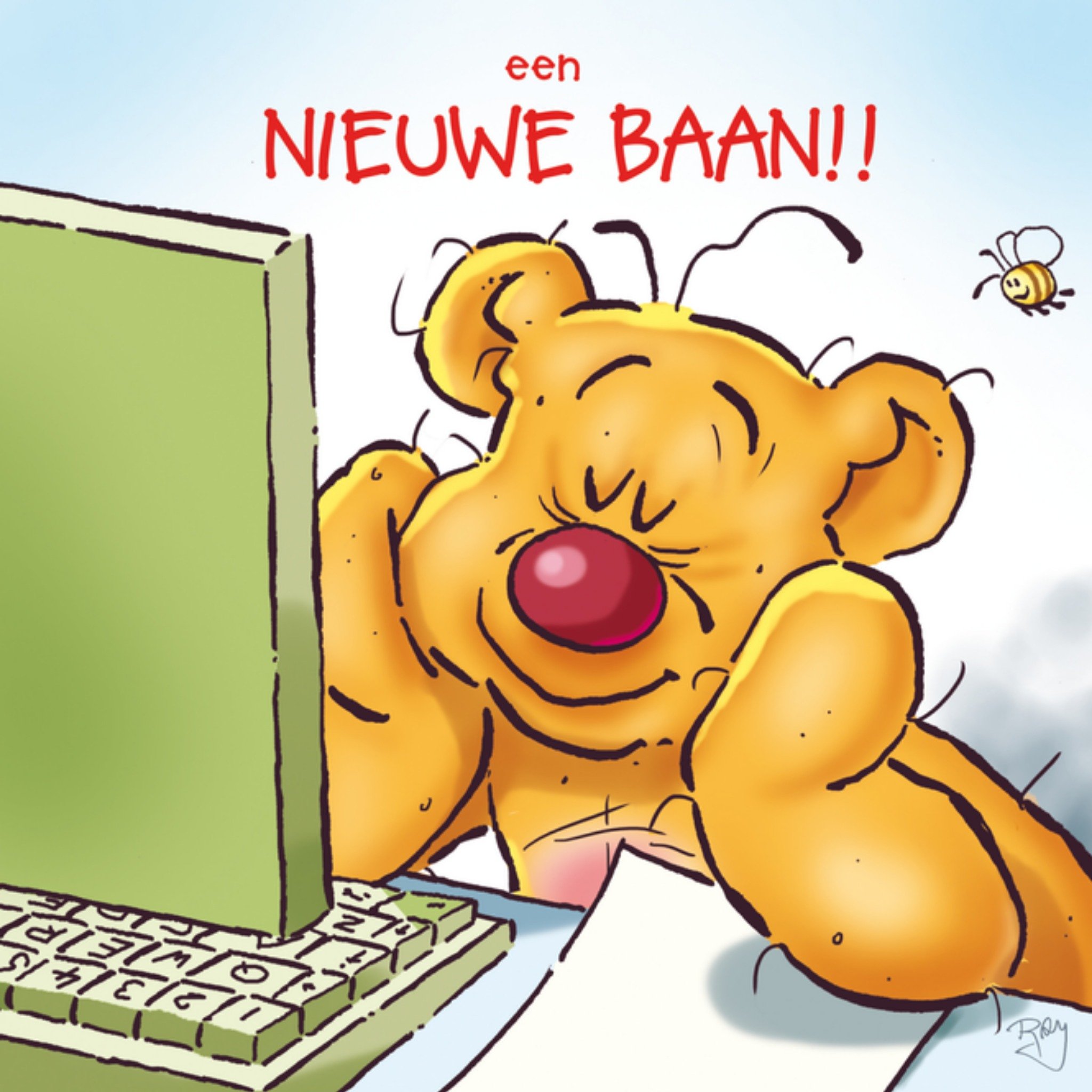 Nieuwe baan beer Vierkante Kaart Doodles