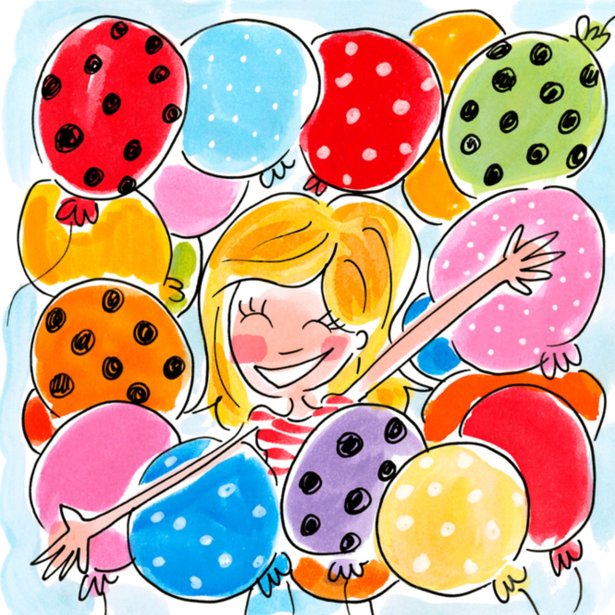 Ballonnen in de lucht Vierkante Kaart Blond Amsterdam