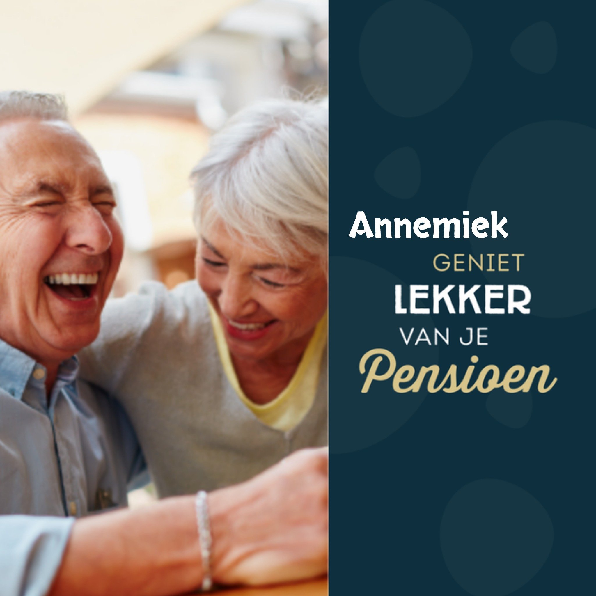 Greetz Pensioen kaart fotokaart met naam Vierkant