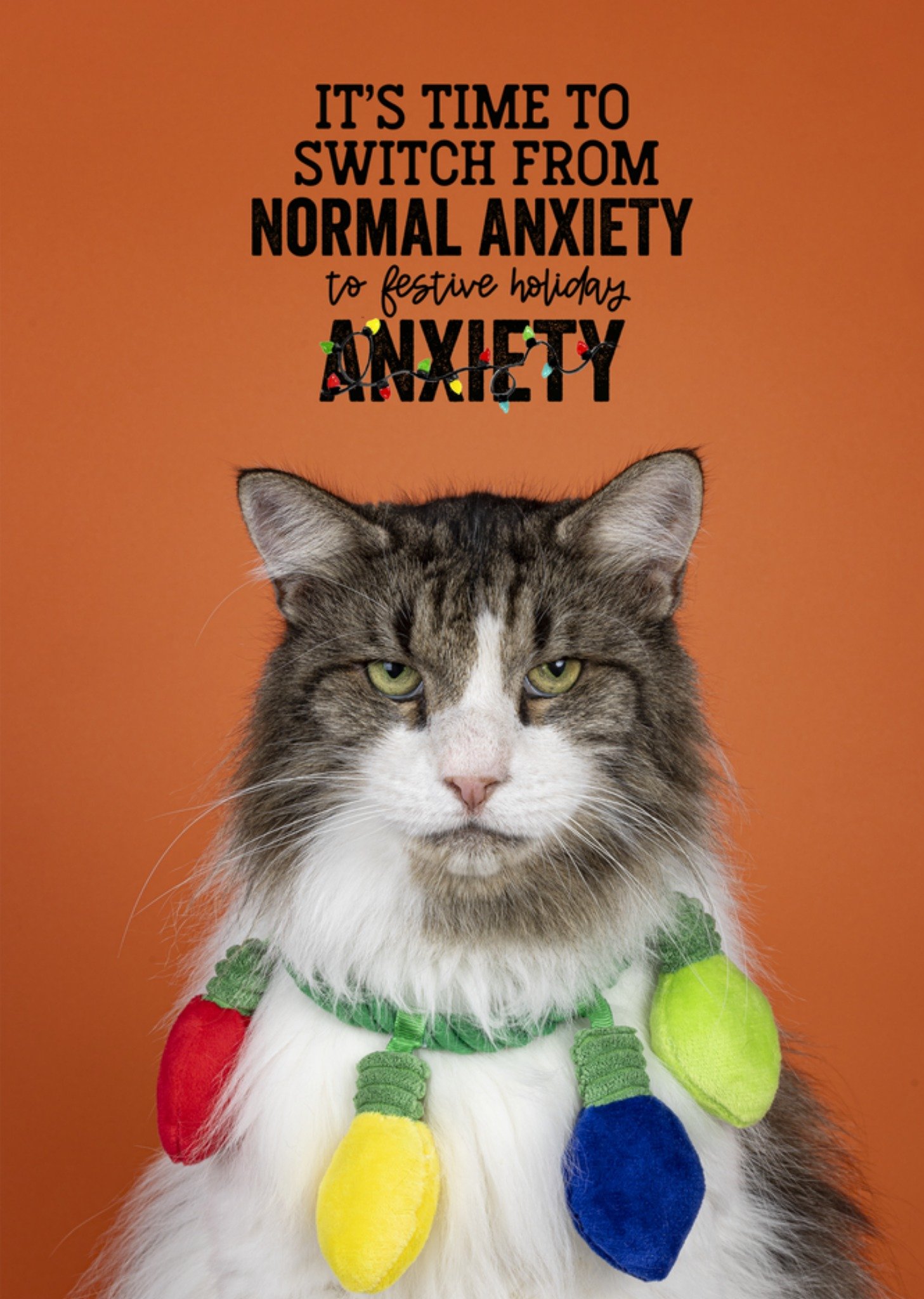 Catchy Images Kerstkaart Kat Anxiety Standard Card
