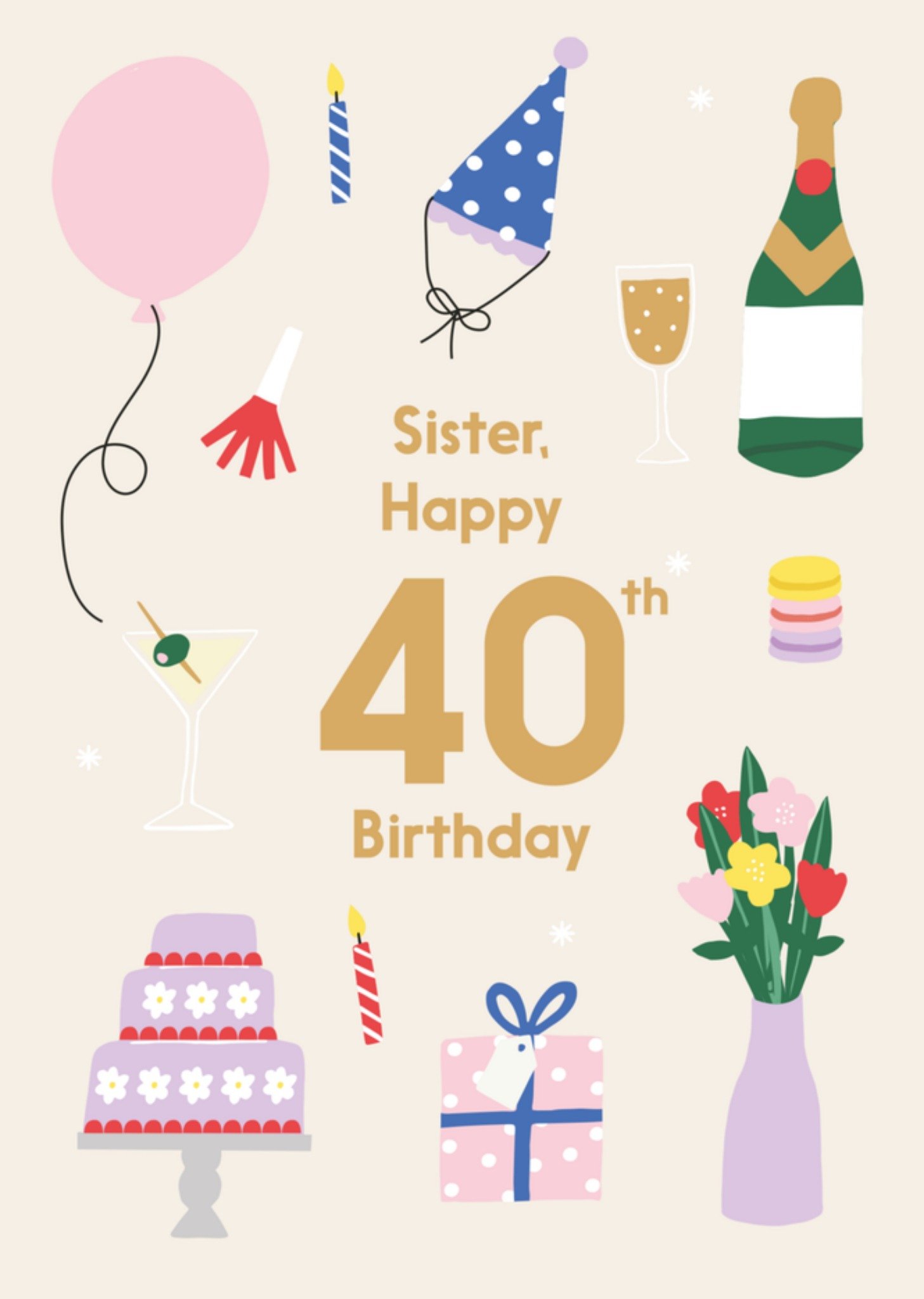 Greetz Verjaardagskaart Happy 40th birthday Standard Card