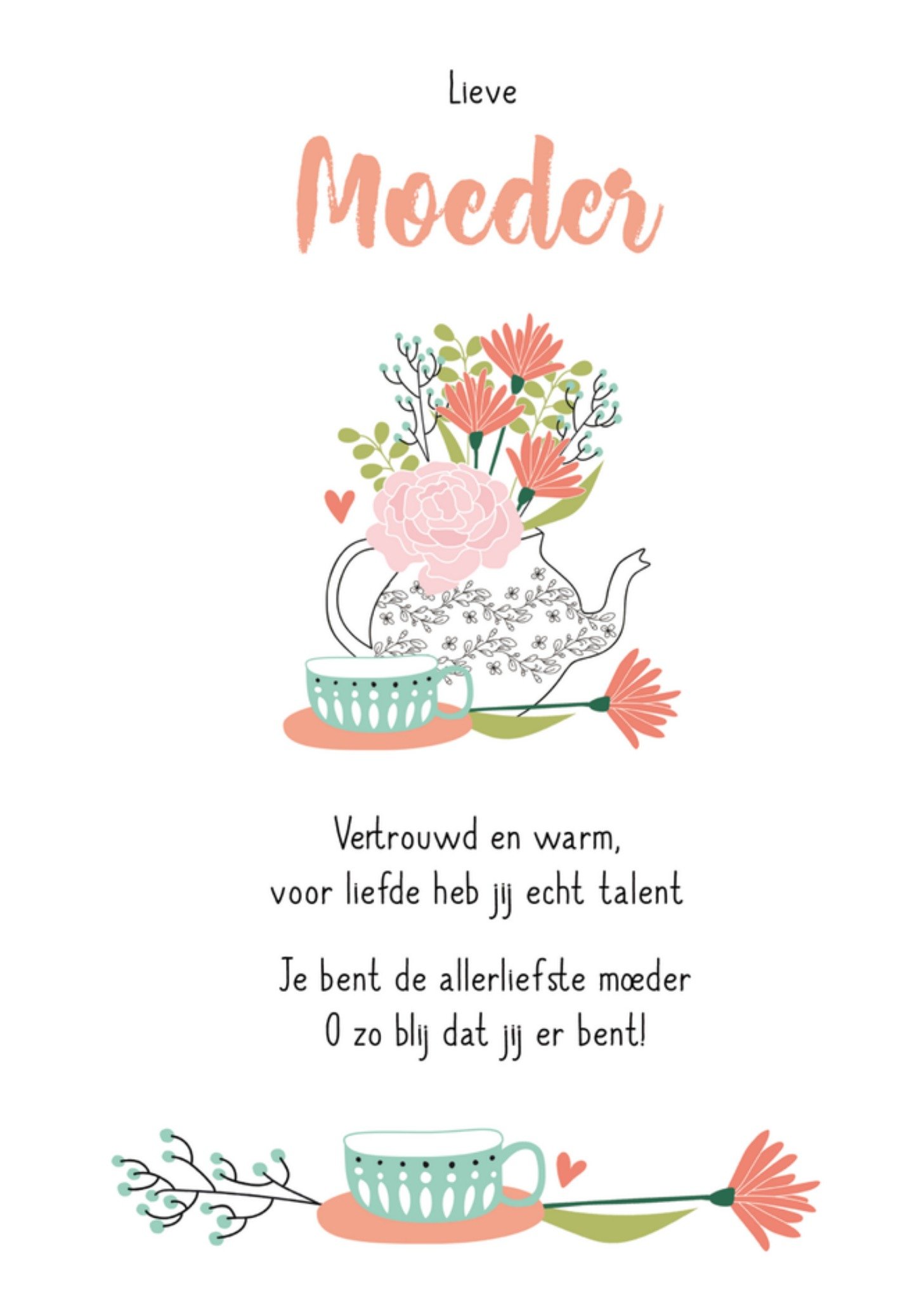 Paperclip | Moederdag | Gedicht | Theepot | Standard Card