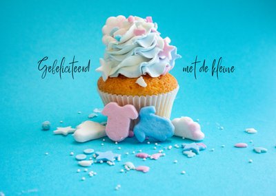 Photoflash | Geboortekaart | Cupcake | Blauw
