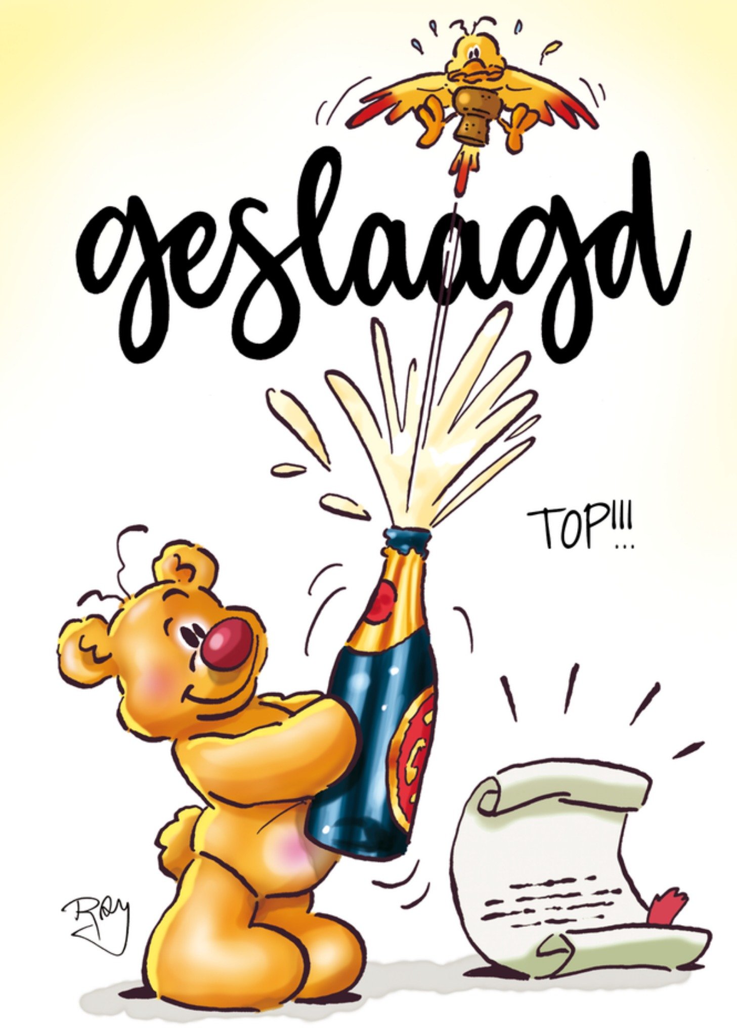 Doodles Geslaagdkaart Met Feestelijke Beer Illustratie Greetz