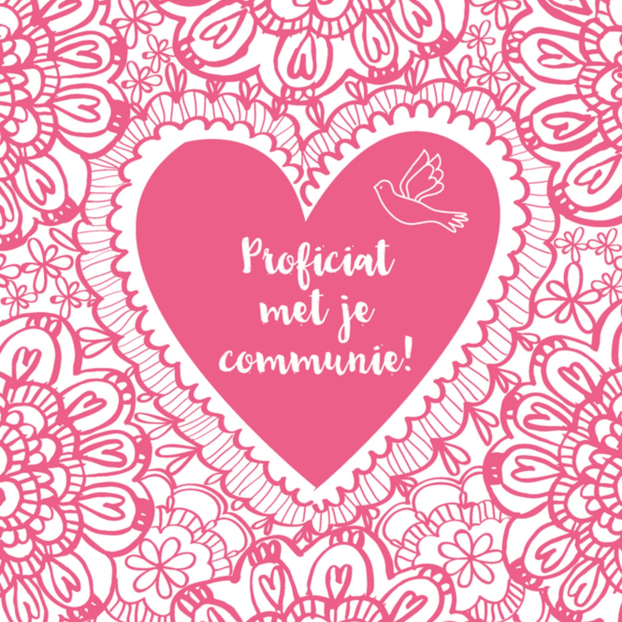 Communie kaart roze vogel Vierkante Kaart Tsjip